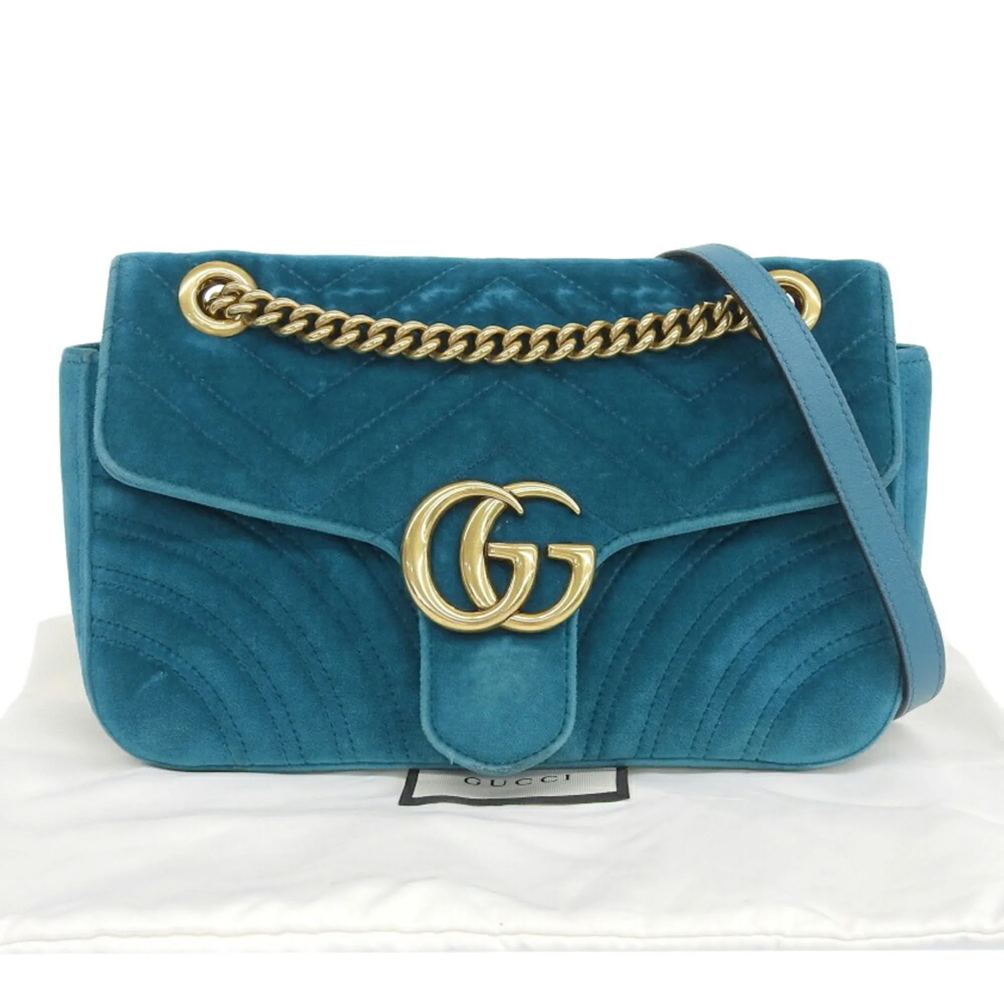 GUCCI GG Marmont Velvet Suede Buckskin Heart Chain Shoulder Bag 443497 591693