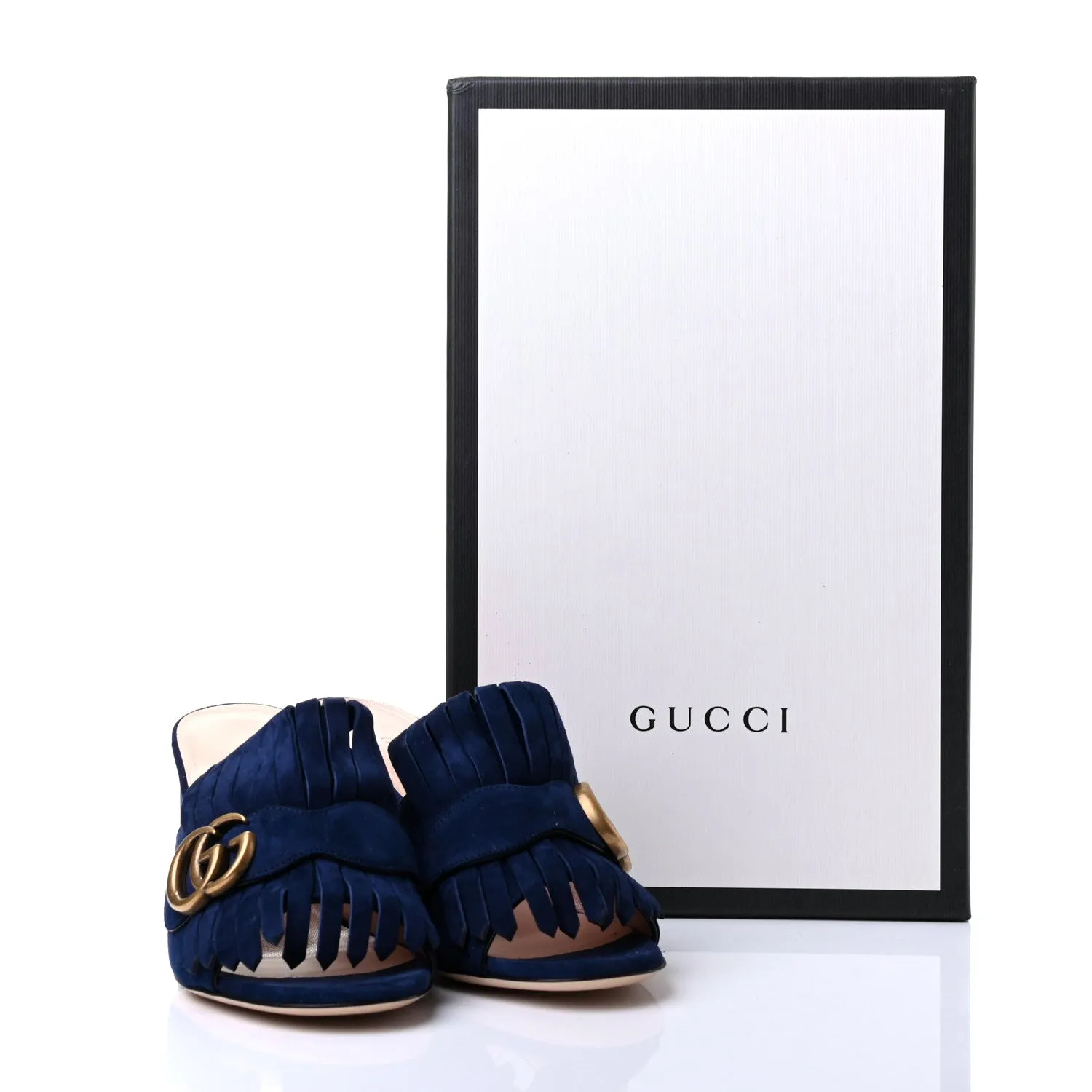 GUCCI KID SCAMOSCIATO GG MARMONT FRINGE SANDAL