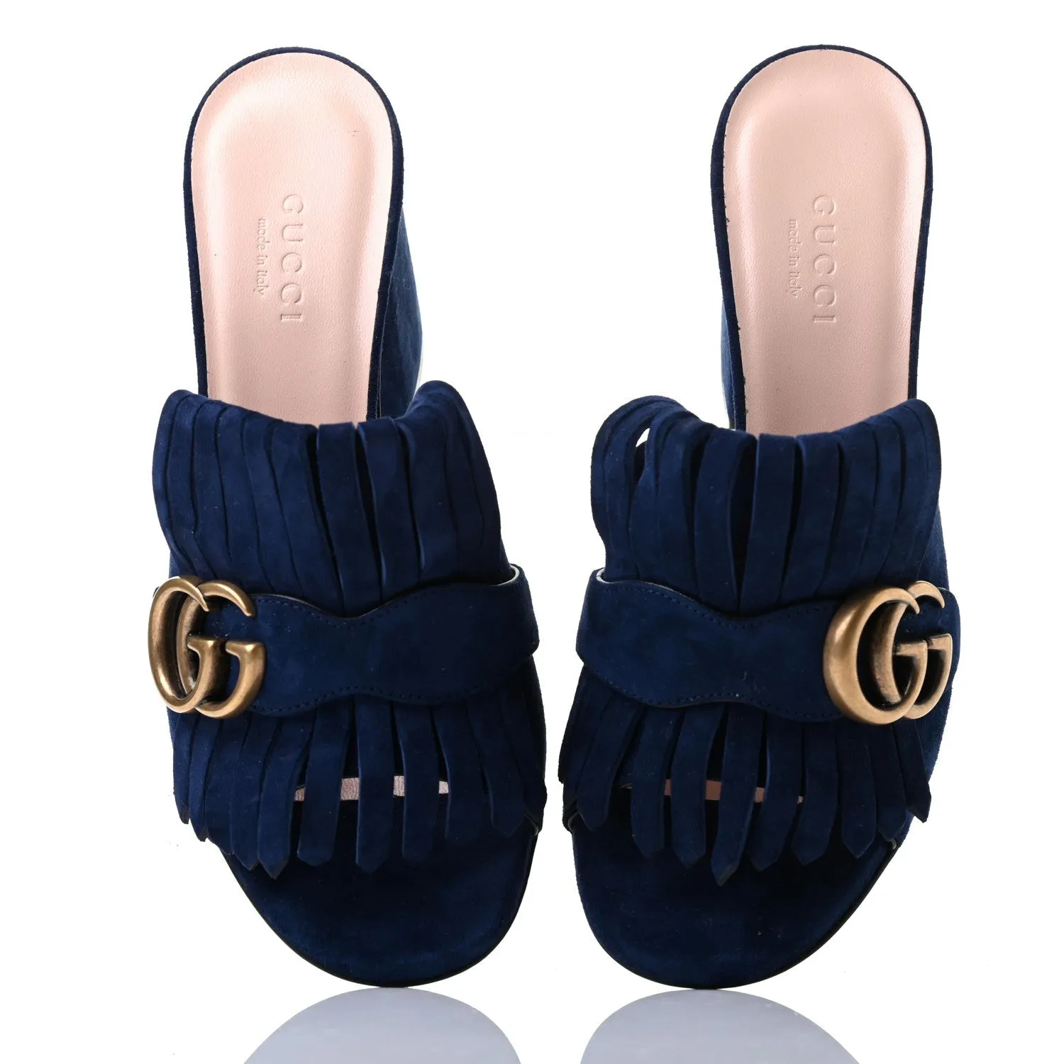 GUCCI KID SCAMOSCIATO GG MARMONT FRINGE SANDAL