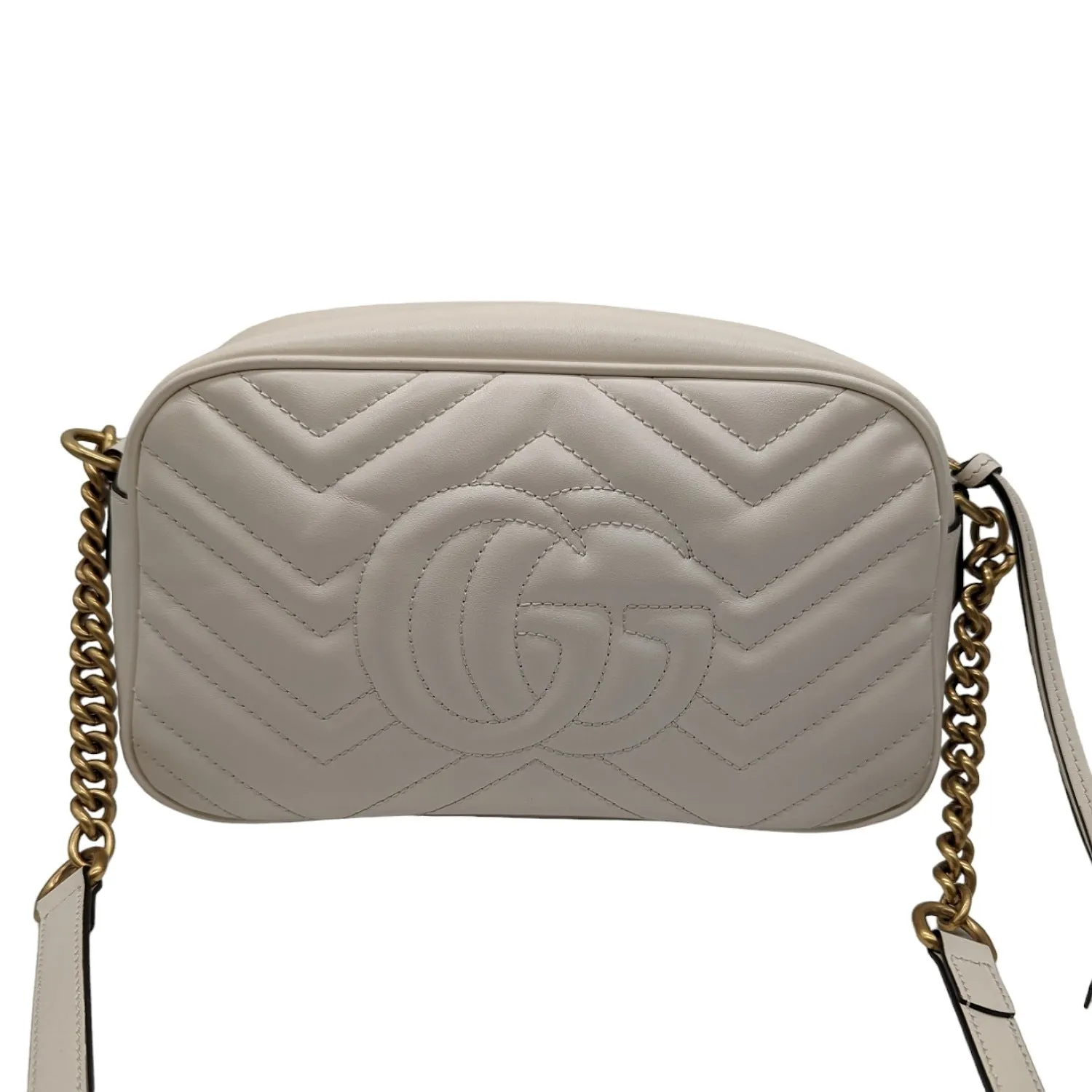 Gucci White Small GG Marmont Shoulder Bag