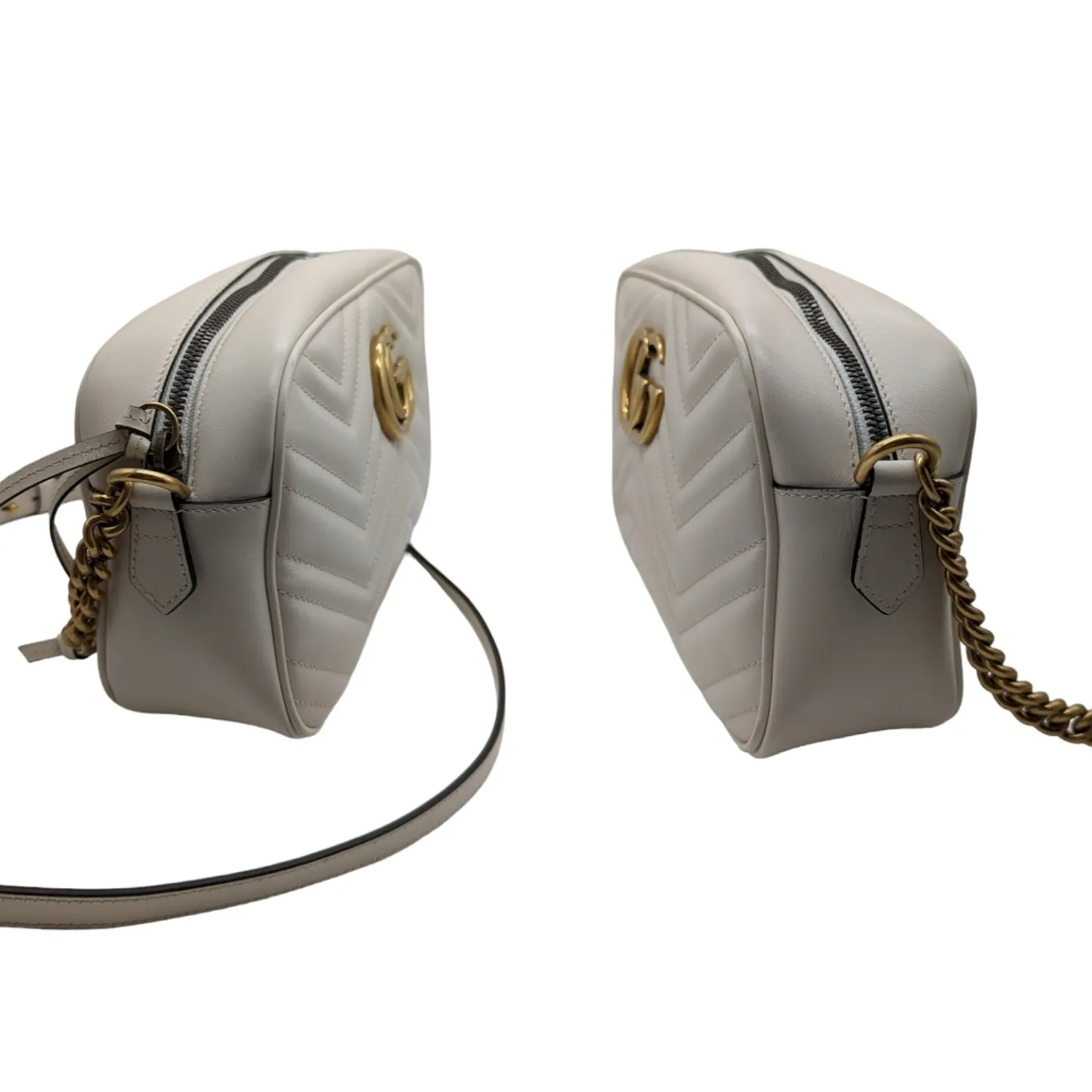 Gucci White Small GG Marmont Shoulder Bag