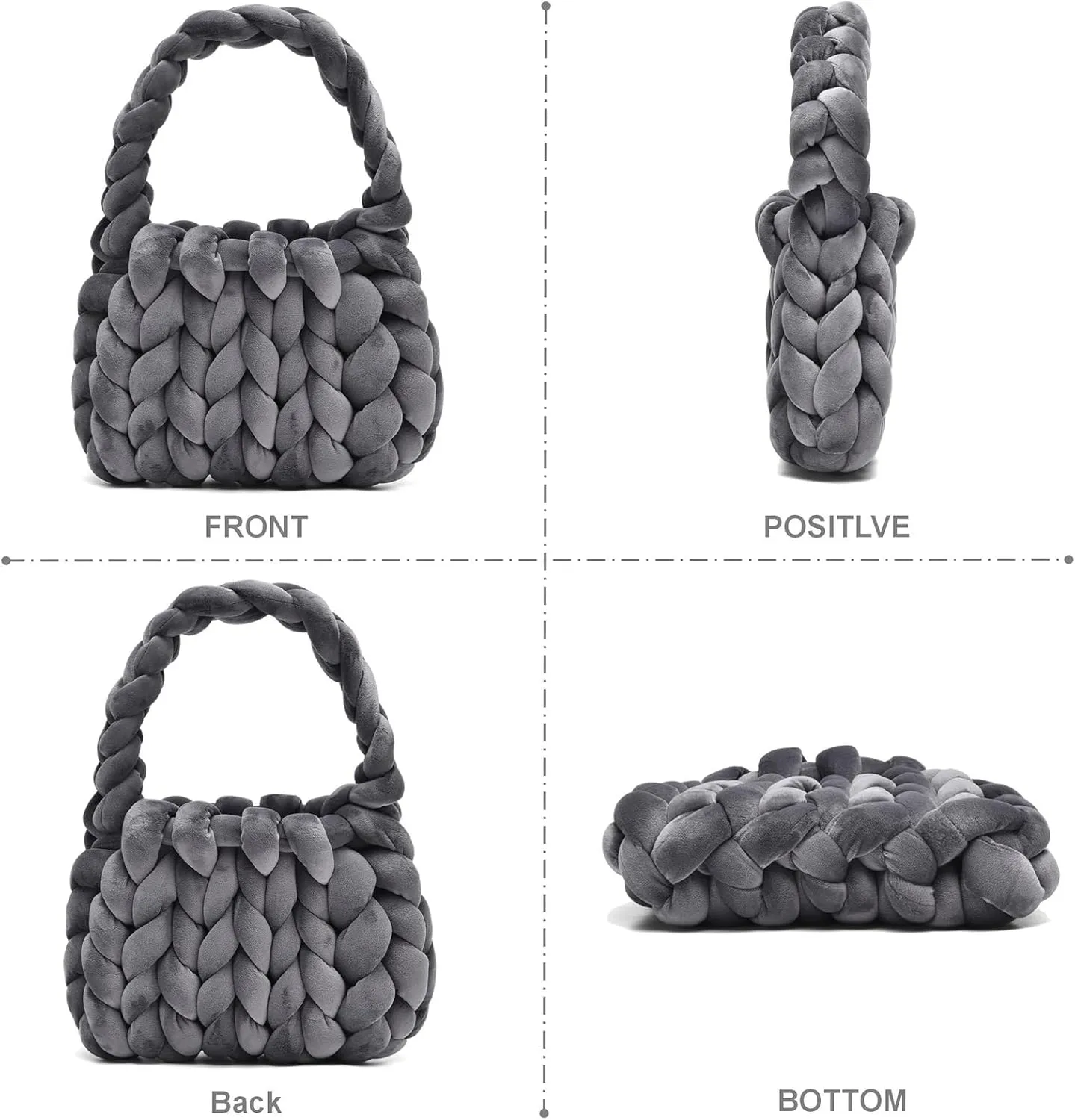 Handwoven Tote Bags for Women Chunky Yarn Knit Shoulder Bag Handmade Braided Purse