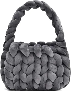 Handwoven Tote Bags for Women Chunky Yarn Knit Shoulder Bag Handmade Braided Purse