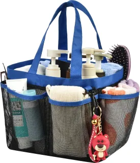 Haundry Mesh Shower Caddy Tote, Large College Dorm Bathroom Caddy Organizer with Hook and Handles, 8 Basket Pockets for Camp Swimming Travel Gym Beach