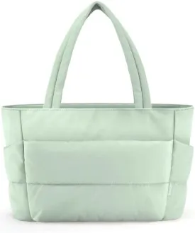 HOTOR Puffer Tote Bag for Women, Nurses - Multi-Pocket Lightweight Bag for Work - Quilted Handbag for Travel and Gym