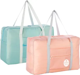 INVODA Travel Duffel Bag for Women Men Foldable Luggage Bags Sports Gym Bag Spirit Airlines Personal Item Carry on Weekender Overnight Bag (Pink Green)