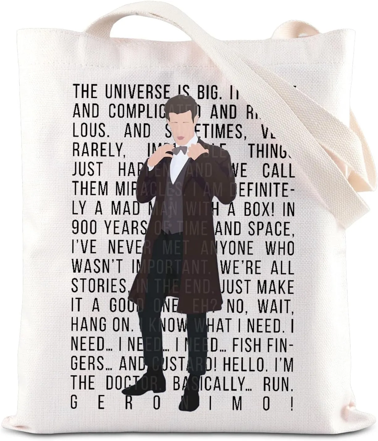 JNIAP Dr Tote Bag Eleventh Doctor Gift Doctor TV Show Inspire Grocery Shopping Shoulder Handbag
