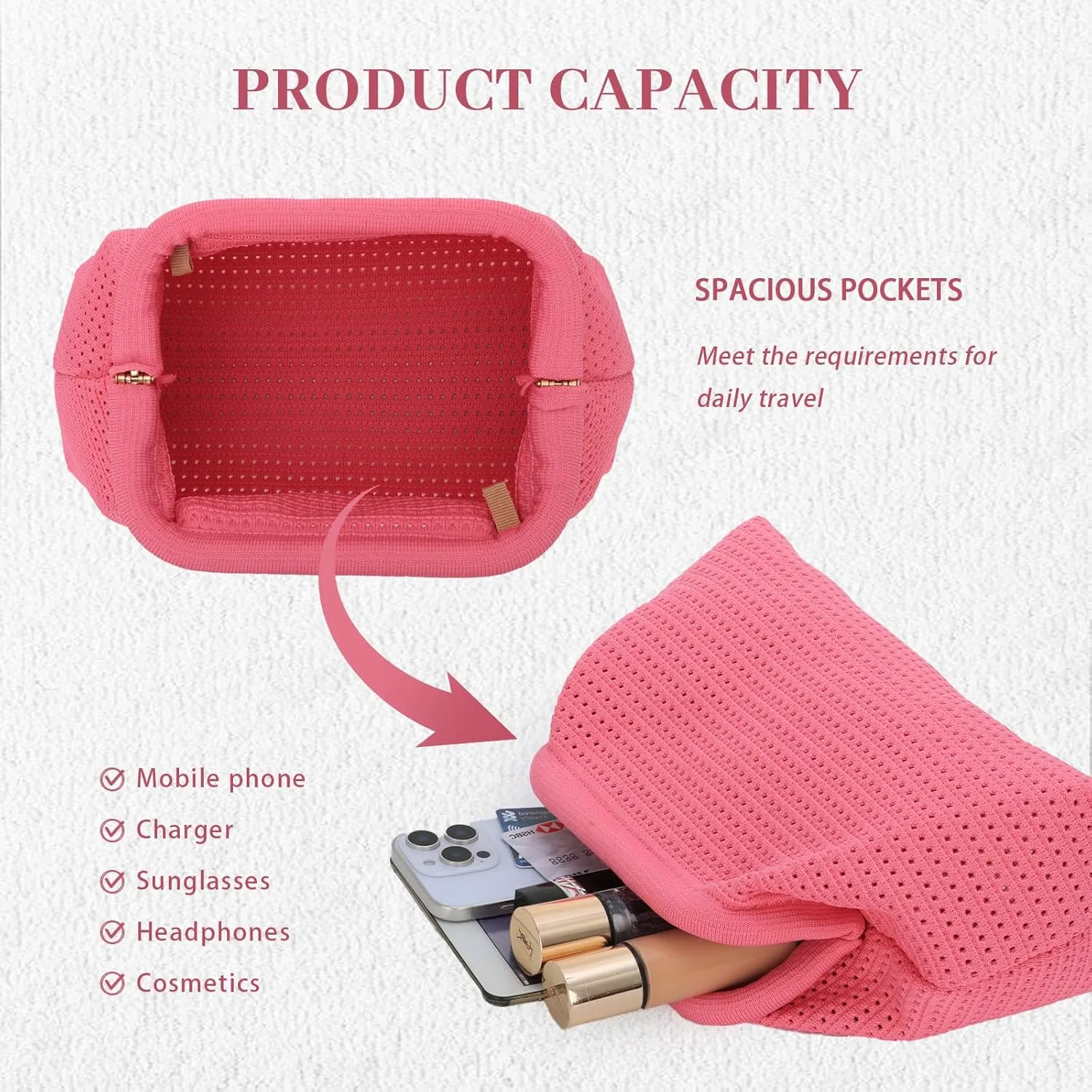 KUANG! Dumpling Clutch Bag for Women Crochet Woven Bags Summer Beach Clutch Crossbody Chain Purses Cloud Handbag