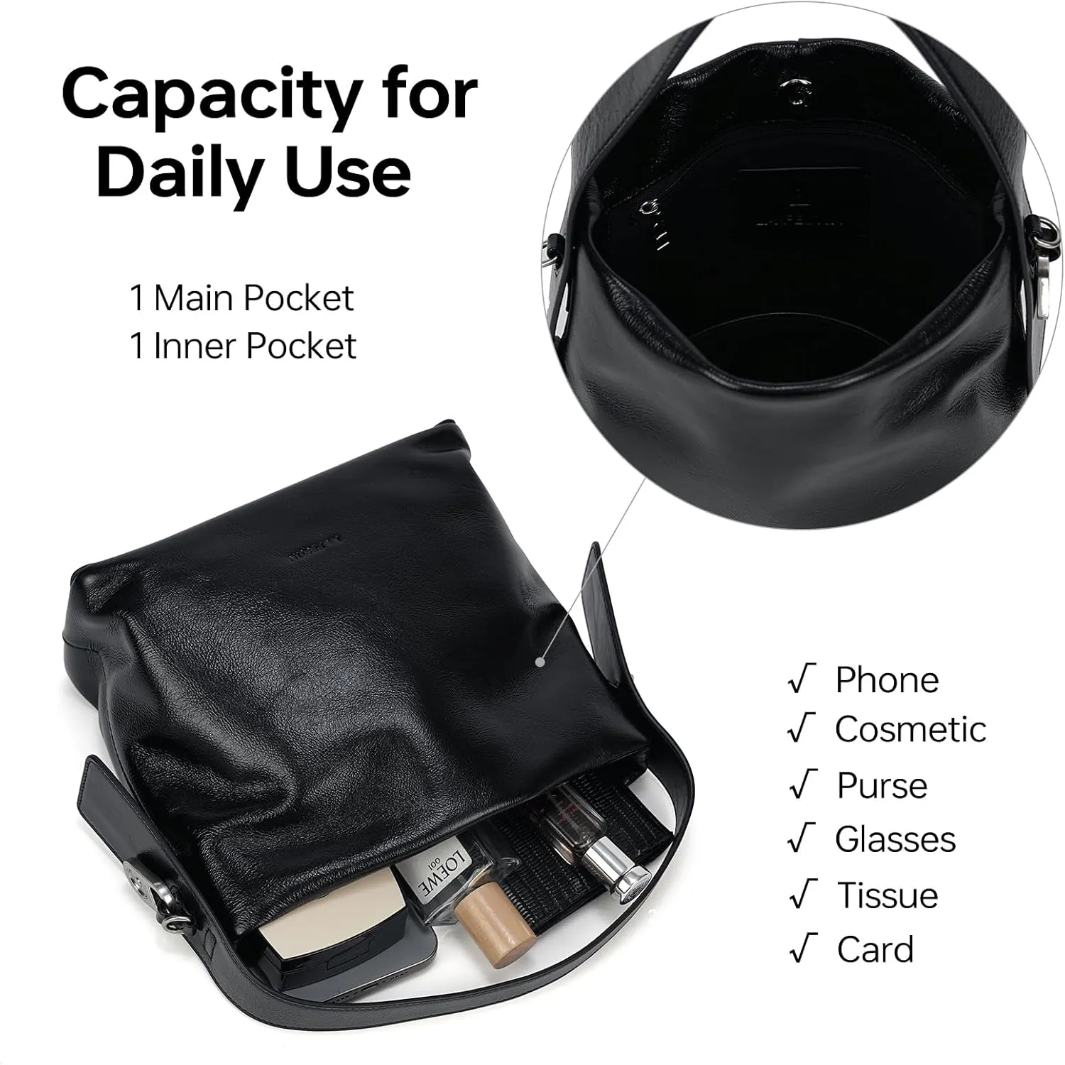 LA FESTIN Small Purse Leather Handbags for Women: Shoulder Crossbody Bag - Handbag with Strap