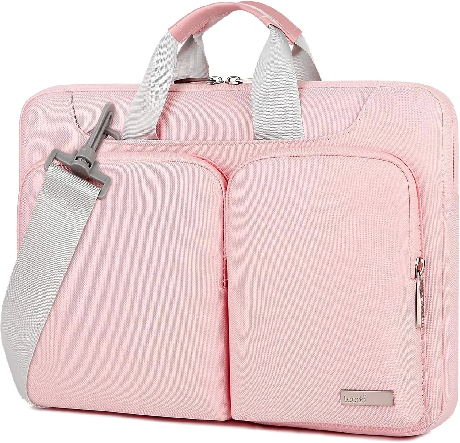 Lacdo 360 Protective Laptop Shoulder Bag for 13 inch New MacBook Air M4 A3240 2025, M3 A3113, M2 A2681, M1 A2337 A2179 A1932 2024-2018 | 13 inch MacBook Pro M2 M1 A2338 A2251 A2289 Computer Bag, Pink