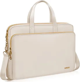 Laptop Case Bag Women Men Computer Sleeve Compatible with MacBook/Dell/HP/Acer/ASUS, Waterproof Shoulder Carrying Briefcase, Beige, 15.6-16 Inch