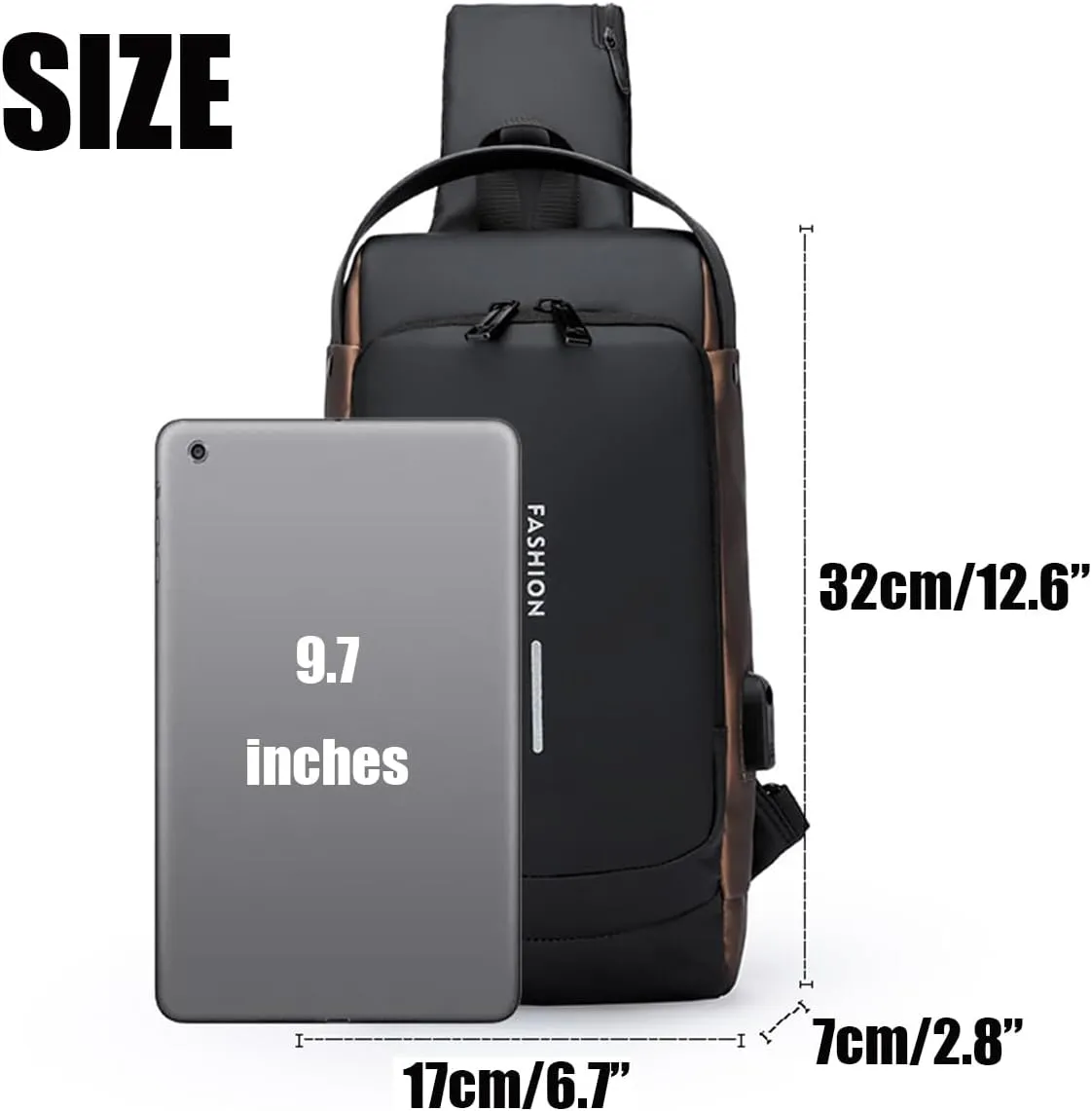 Leyweio Bag, Carbon Fiber Streamline Anti-Theft Sling Bag, Waterproof USB Charging Port Sport Shoulder Backpack Crossbody Chest (Blue Gold)