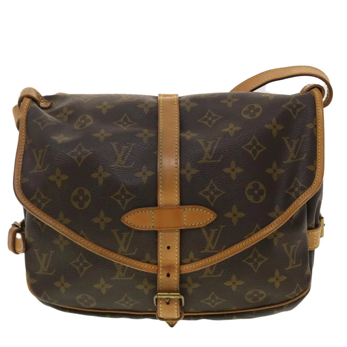 LOUIS VUITTON Monogram Saumur 30 Shoulder Bag M42256 LV Auth 40300