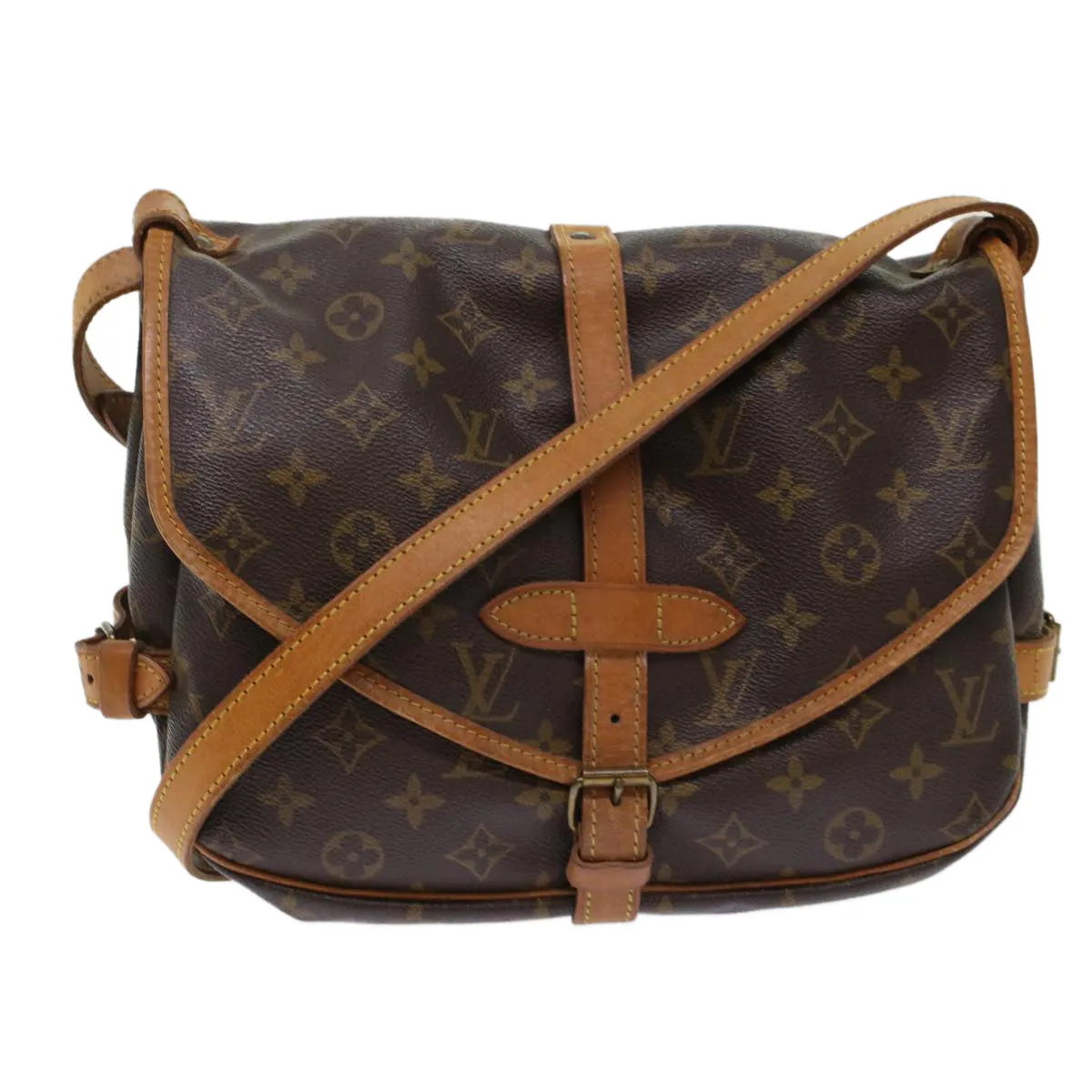 LOUIS VUITTON Monogram Saumur 30 Shoulder Bag M42256 LV Auth 49331