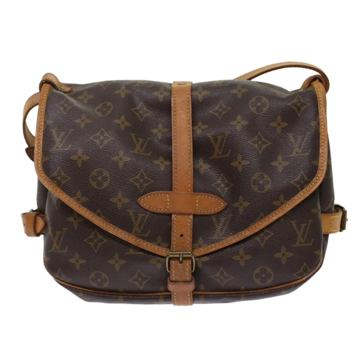 LOUIS VUITTON Monogram Saumur 30 Shoulder Bag M42256 LV Auth 49331