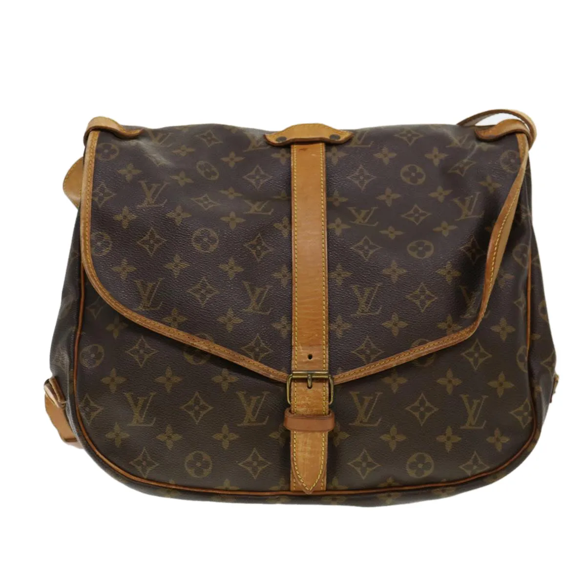 LOUIS VUITTON Monogram Saumur 35 Shoulder Bag M42254 LV Auth 40585
