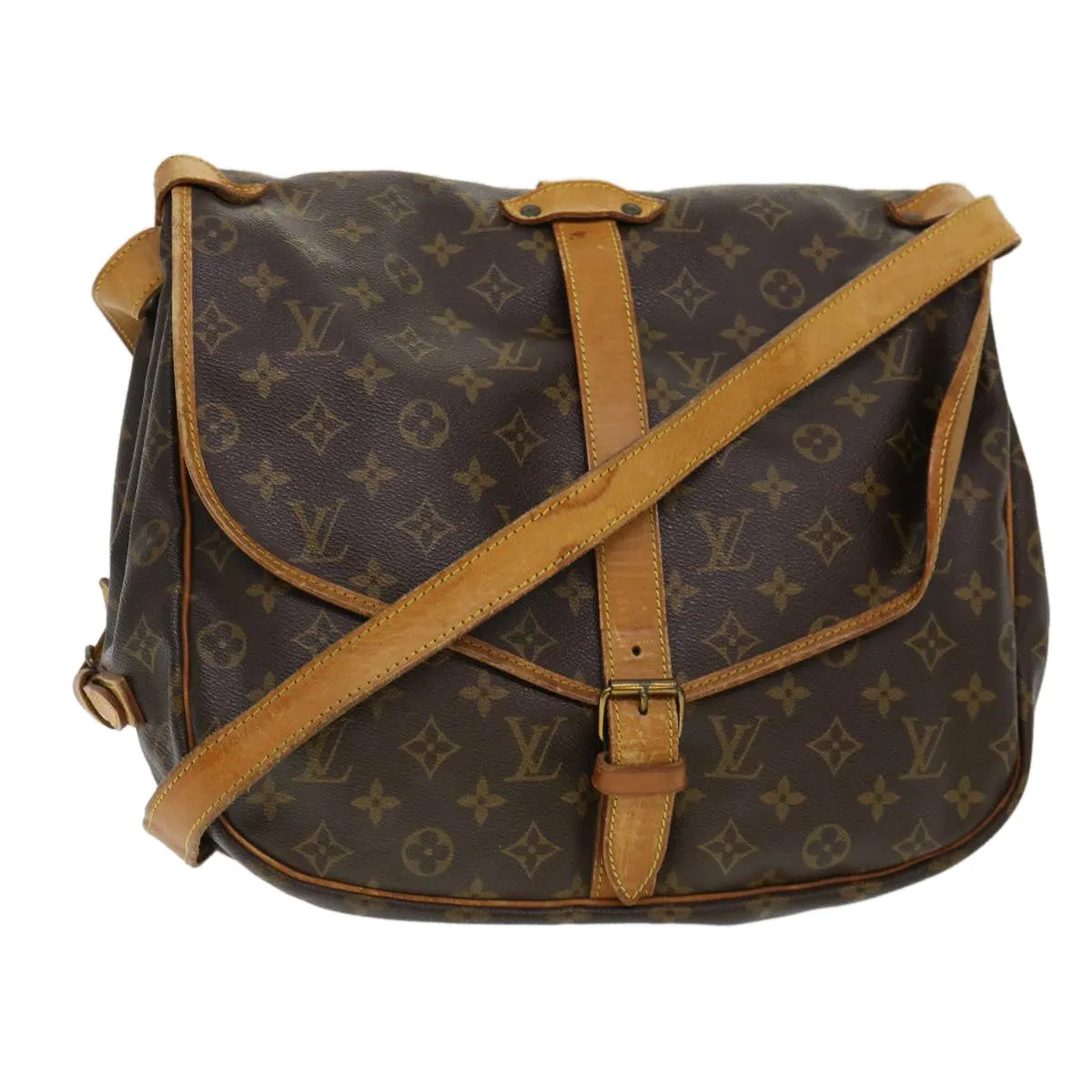 LOUIS VUITTON Monogram Saumur 35 Shoulder Bag M42254 LV Auth 40585