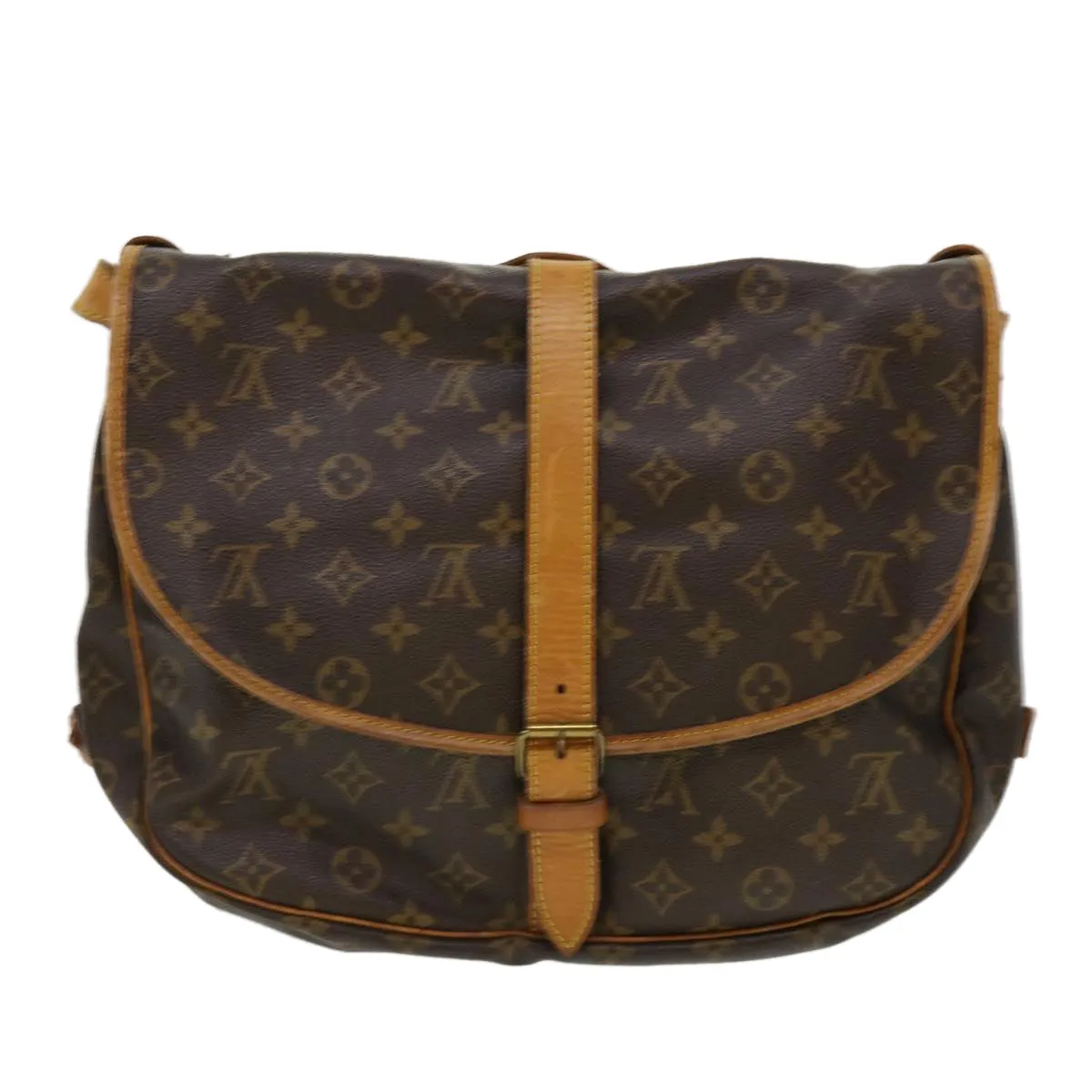 LOUIS VUITTON Monogram Saumur 35 Shoulder Bag M42254 LV Auth 40585