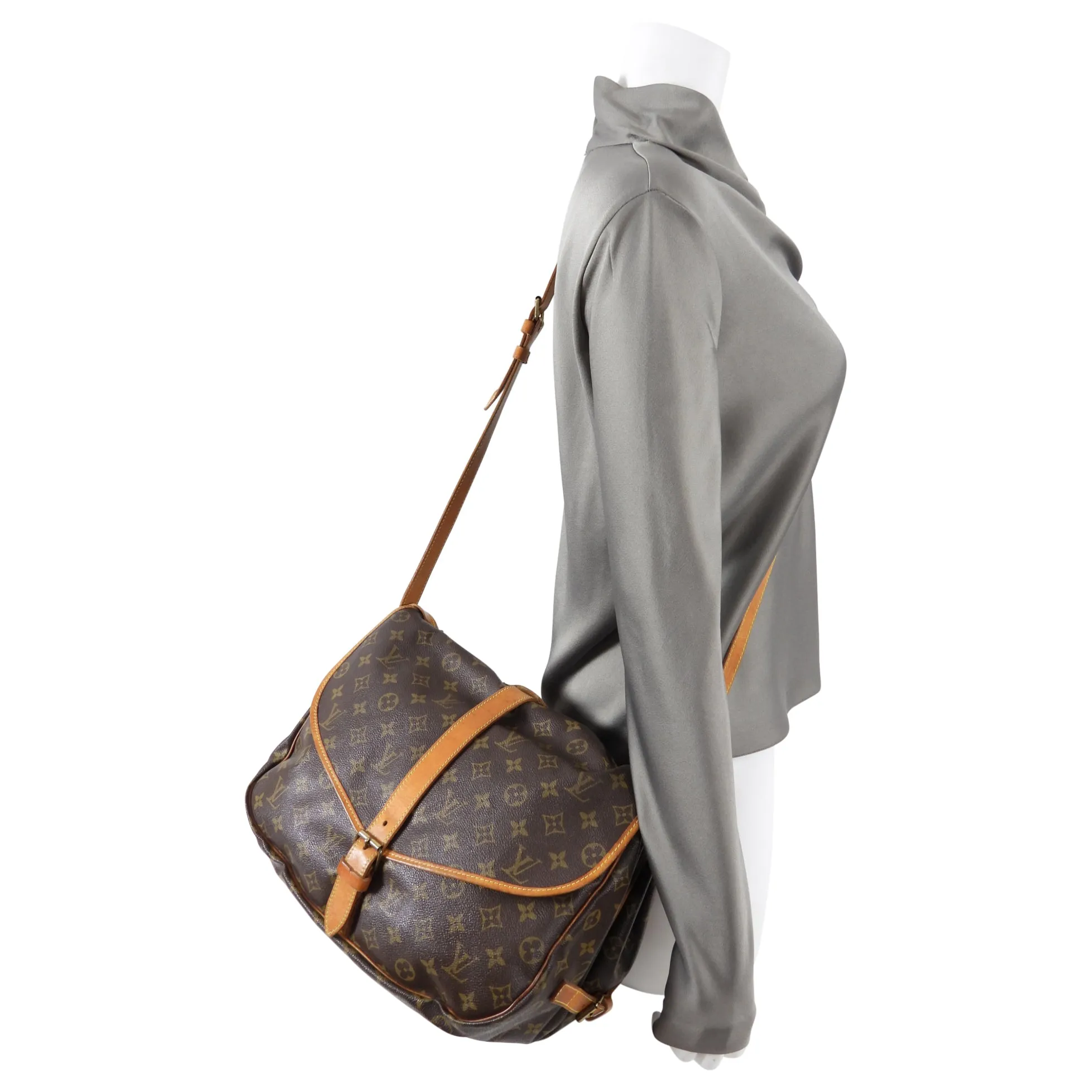 Louis Vuitton Vintage Monogram Saumur 35 Double Satchel Bag