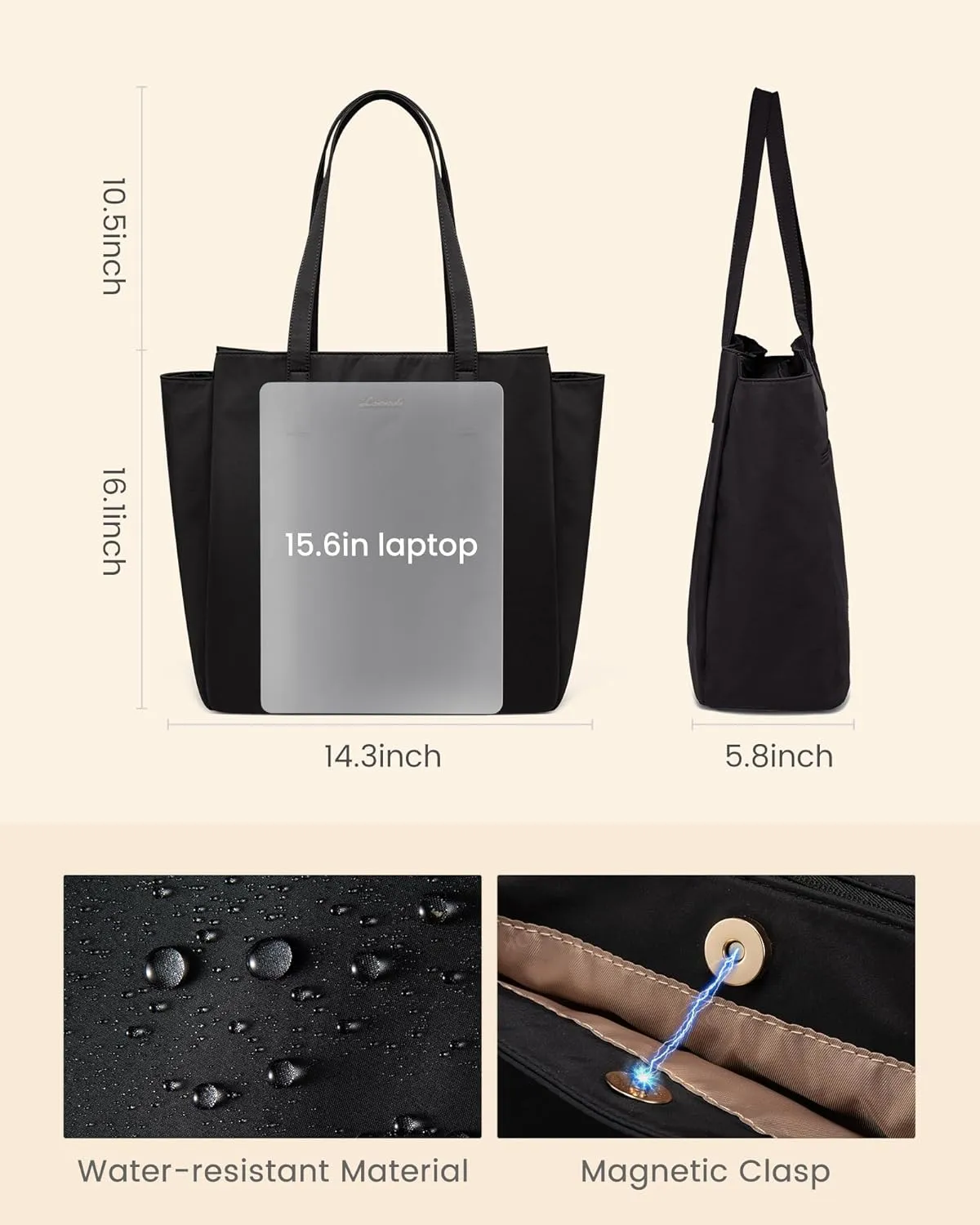 LOVEVOOK Tote Bag For Women, Large Work Tote with Zipper, Travel Shoulder Handbag, Carry on Bag for Teacher Nurse Gym