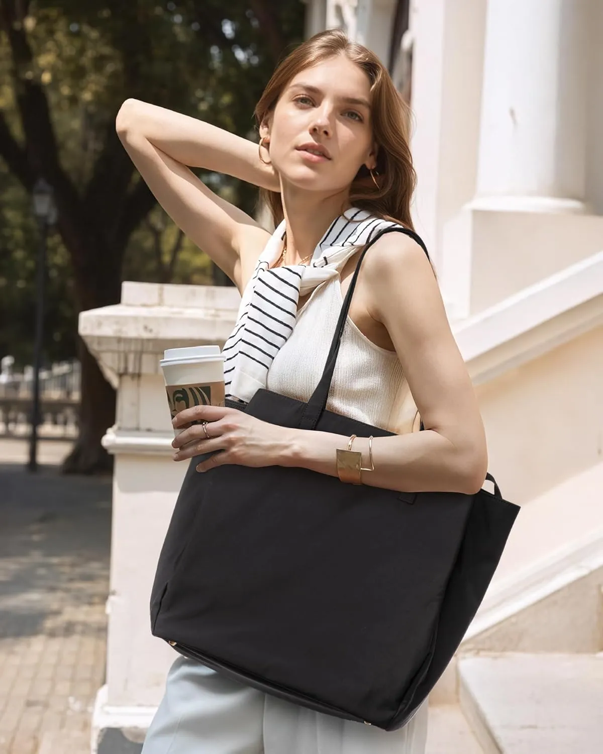 LOVEVOOK Tote Bag For Women, Large Work Tote with Zipper, Travel Shoulder Handbag, Carry on Bag for Teacher Nurse Gym