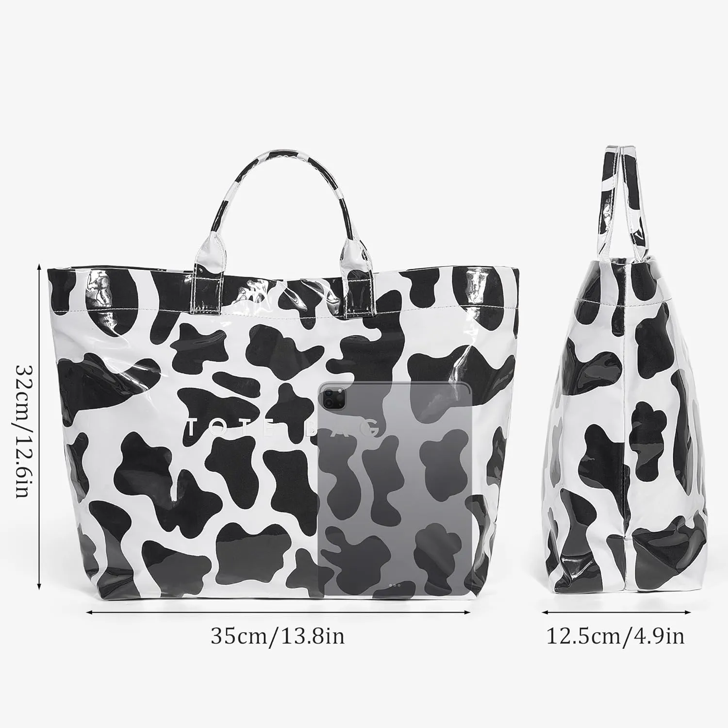 Lushandy PVC Tote Bag for Women - Canvas Leopard Cheetah Print Letter Handbag - Clear PVC Carry All Bag