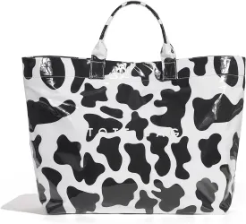 Lushandy PVC Tote Bag for Women - Canvas Leopard Cheetah Print Letter Handbag - Clear PVC Carry All Bag