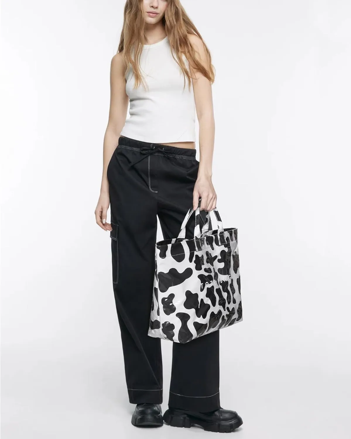 Lushandy PVC Tote Bag for Women - Canvas Leopard Cheetah Print Letter Handbag - Clear PVC Carry All Bag
