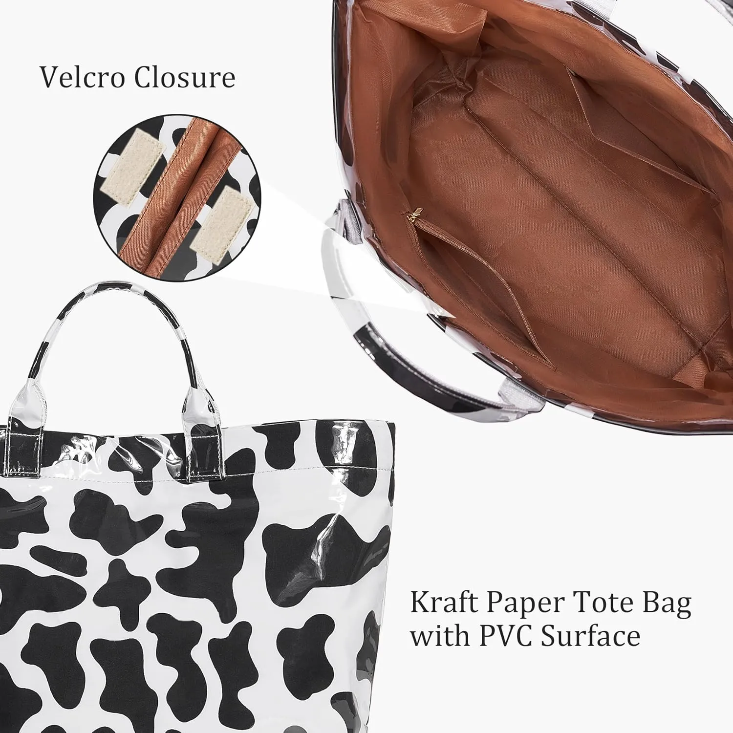 Lushandy PVC Tote Bag for Women - Canvas Leopard Cheetah Print Letter Handbag - Clear PVC Carry All Bag