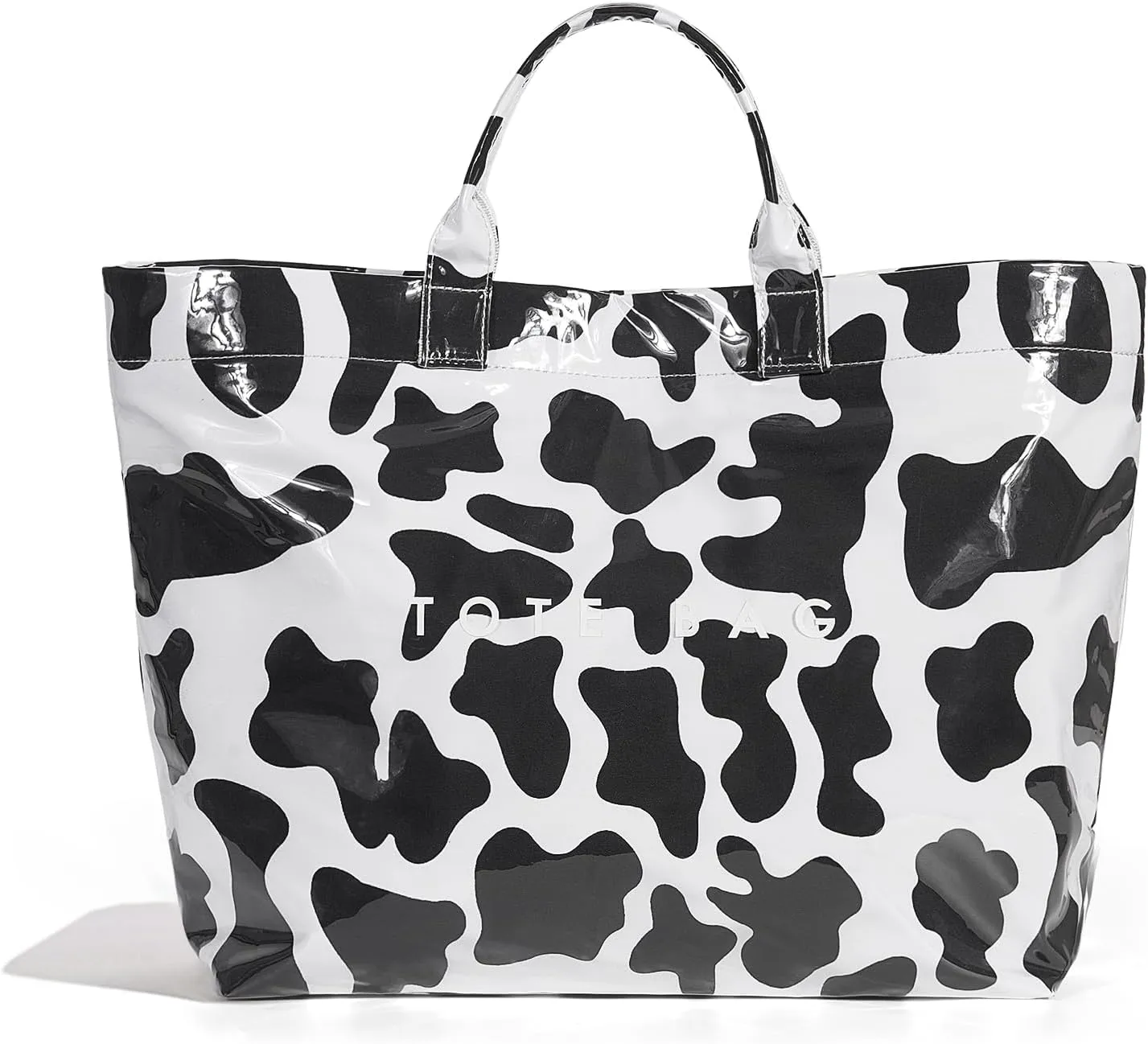 Lushandy PVC Tote Bag for Women - Canvas Leopard Cheetah Print Letter Handbag - Clear PVC Carry All Bag