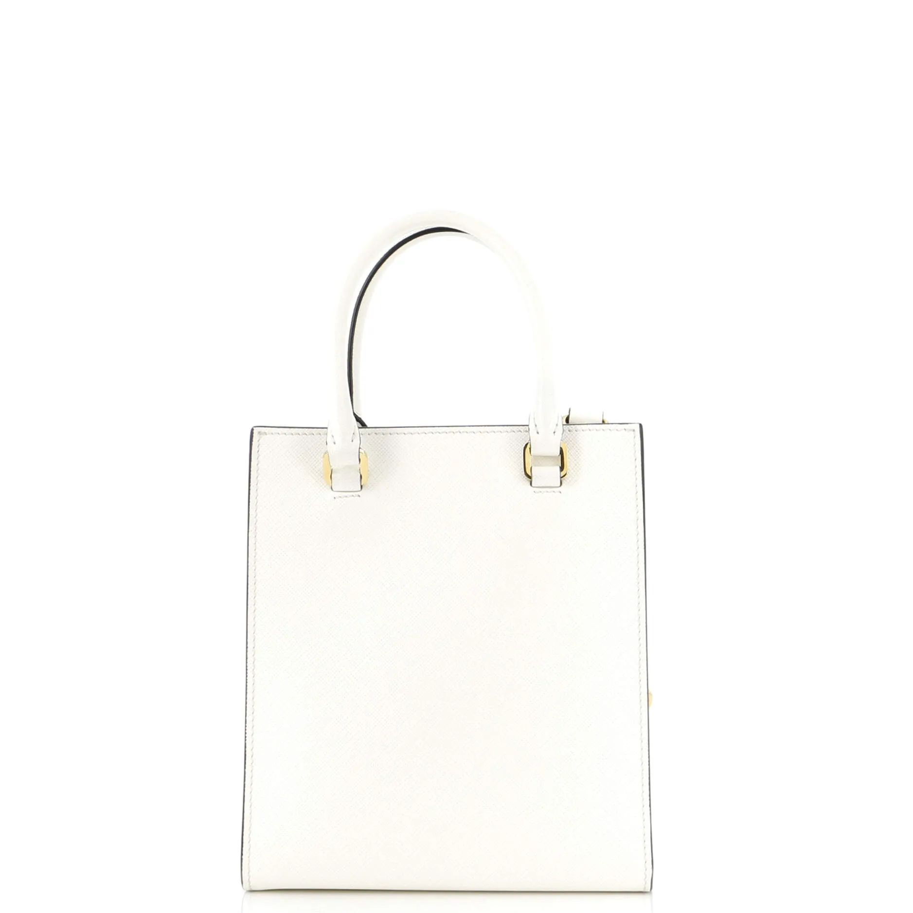 Lux Embossed Logo Tote Saffiano Leather Small