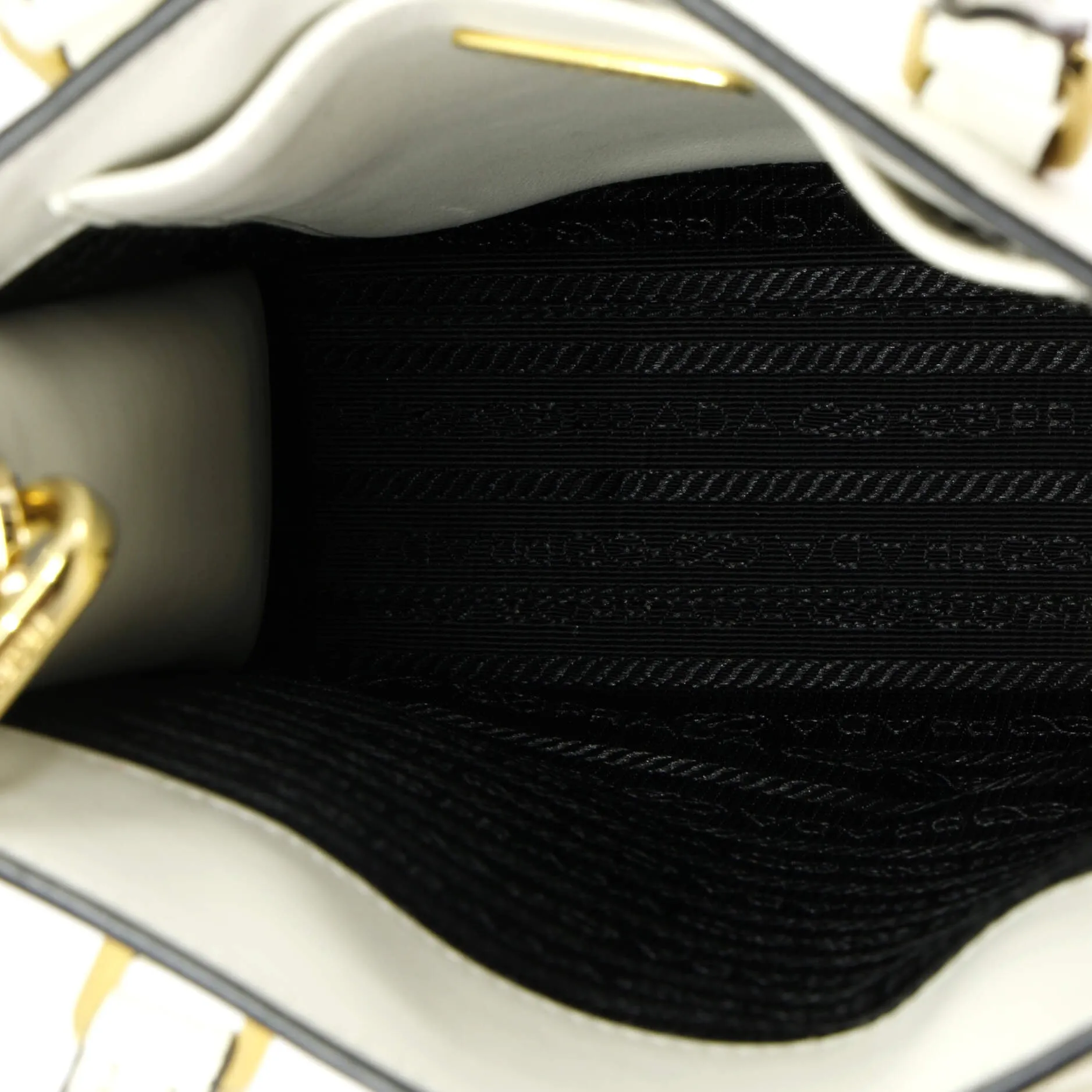 Lux Embossed Logo Tote Saffiano Leather Small