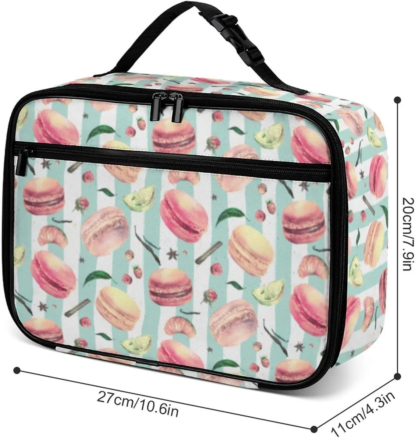 Macaron Reusable Lunch Box Insulated Lunch Bag Cooler Bag Lunchbox Meal Food Container Tote Bag for Women Kids Girls School Camping Hiking Picnic Beach Travel