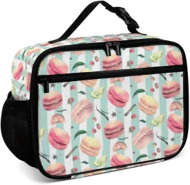 Macaron Reusable Lunch Box Insulated Lunch Bag Cooler Bag Lunchbox Meal Food Container Tote Bag for Women Kids Girls School Camping Hiking Picnic Beach Travel