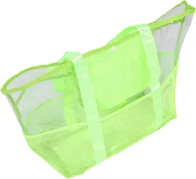 Milisten Mesh Beach Tote with Multi Pockets Lightweight Foldable Sandproof Bag for Family Travel Handbag for Swimming Pools Vacation Essentials and Outdoor Activities