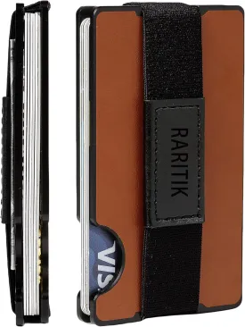 Minimalist Carbon Fiber Wallet for Men, Money Clip Cash Strap Wallet, RFID Blocking Metal Wallet Aluminum Card Holder,Front Pocket Wallet
