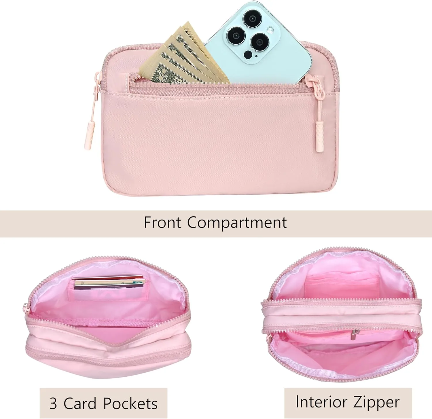 NGIL Crossbody Belt bag for Woman, Crossbody Pack, Small Belt Pack for Women, Workout, Traveling, Running Hip Bag, Hiking Waist Bag with Adjustable Strap (Baby Pink)