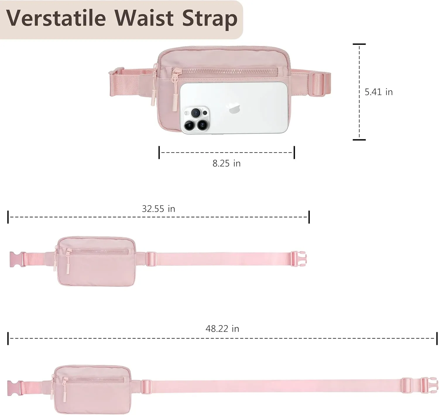 NGIL Crossbody Belt bag for Woman, Crossbody Pack, Small Belt Pack for Women, Workout, Traveling, Running Hip Bag, Hiking Waist Bag with Adjustable Strap (Baby Pink)