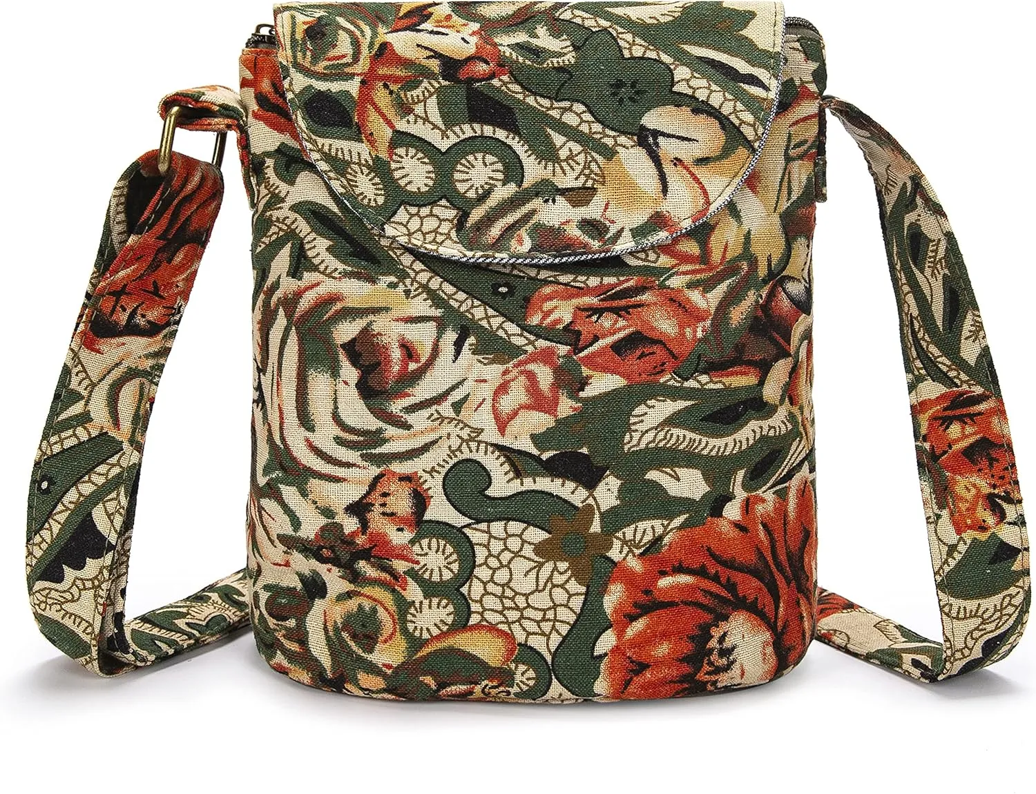 OPQRSTU Women's Retro Small Size Canvas Shoulder Bag Hippie Boho Crossbody Handbag
