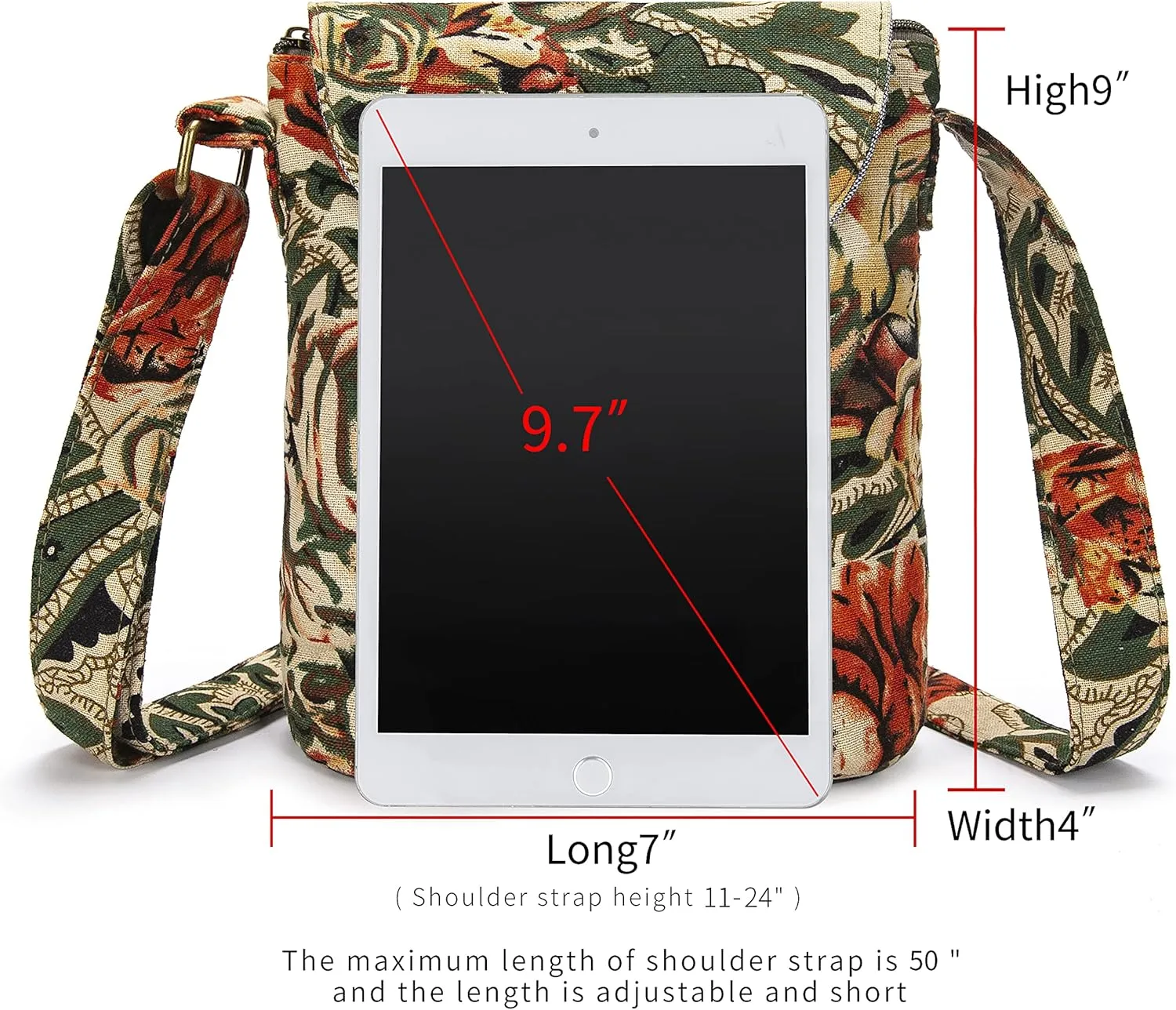 OPQRSTU Women's Retro Small Size Canvas Shoulder Bag Hippie Boho Crossbody Handbag