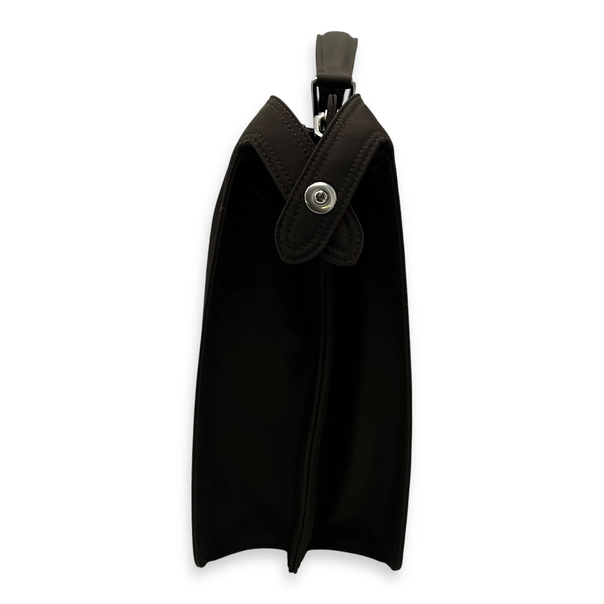 Peekaboo Top Handle Bag Brown in Nylon, Silver hardware