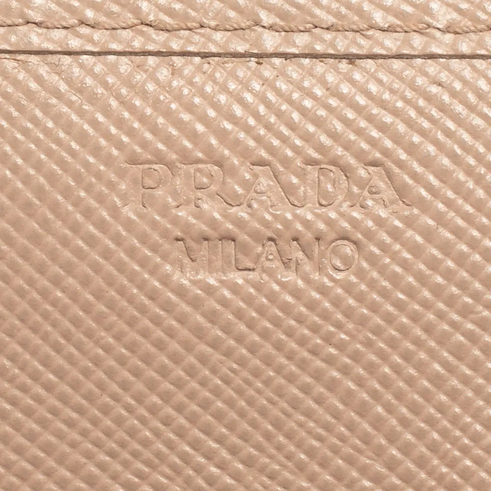Prada Beige Saffiano Lux Leather Flap Continental Wallet