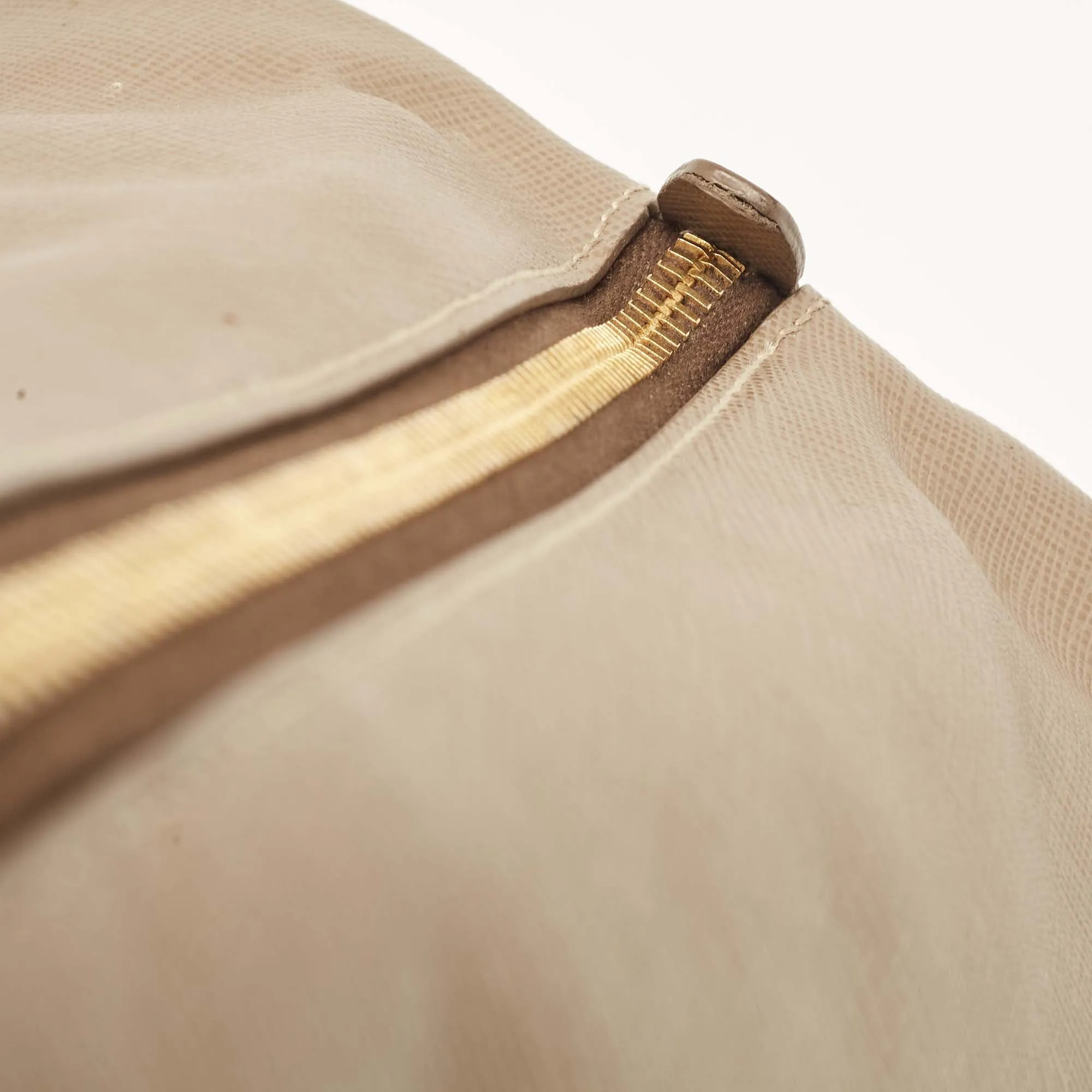 Prada Beige Saffiano Lux Leather Promenade Satchel..