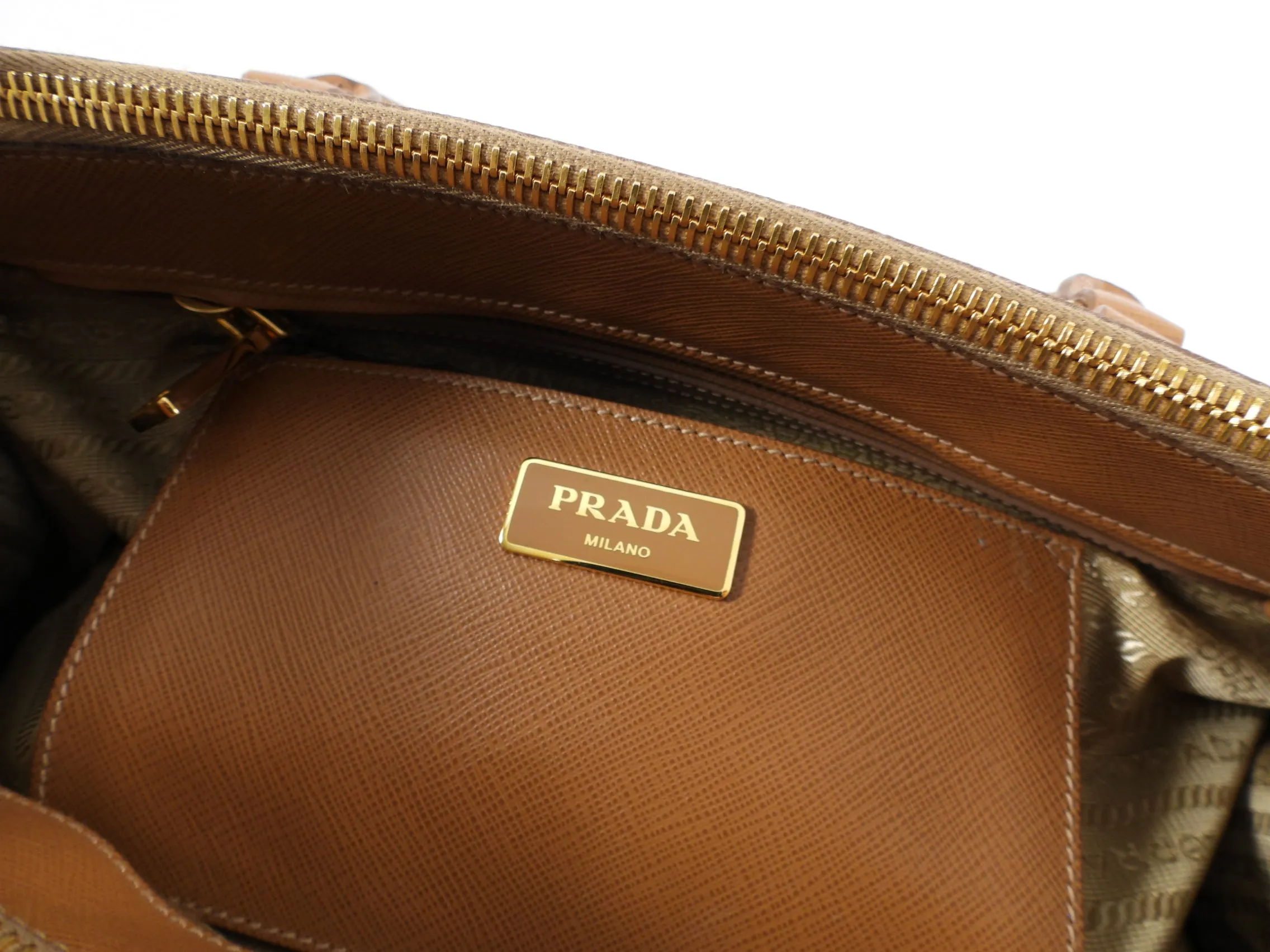 Prada Caramel Saffiano Lux Large Galleria Double Zip Bag