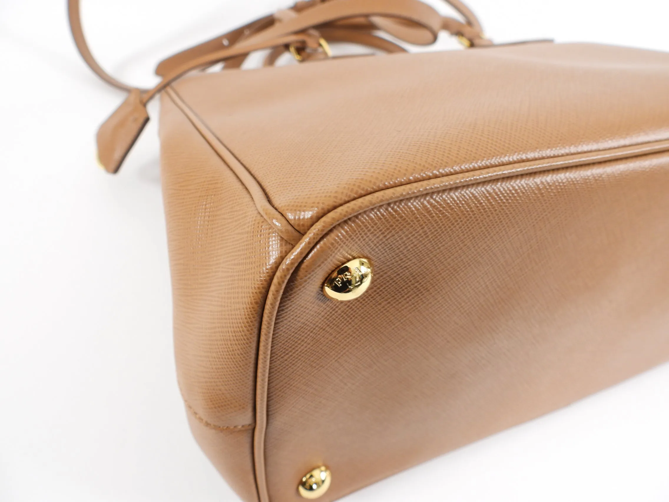 Prada Caramel Saffiano Lux Large Galleria Double Zip Bag
