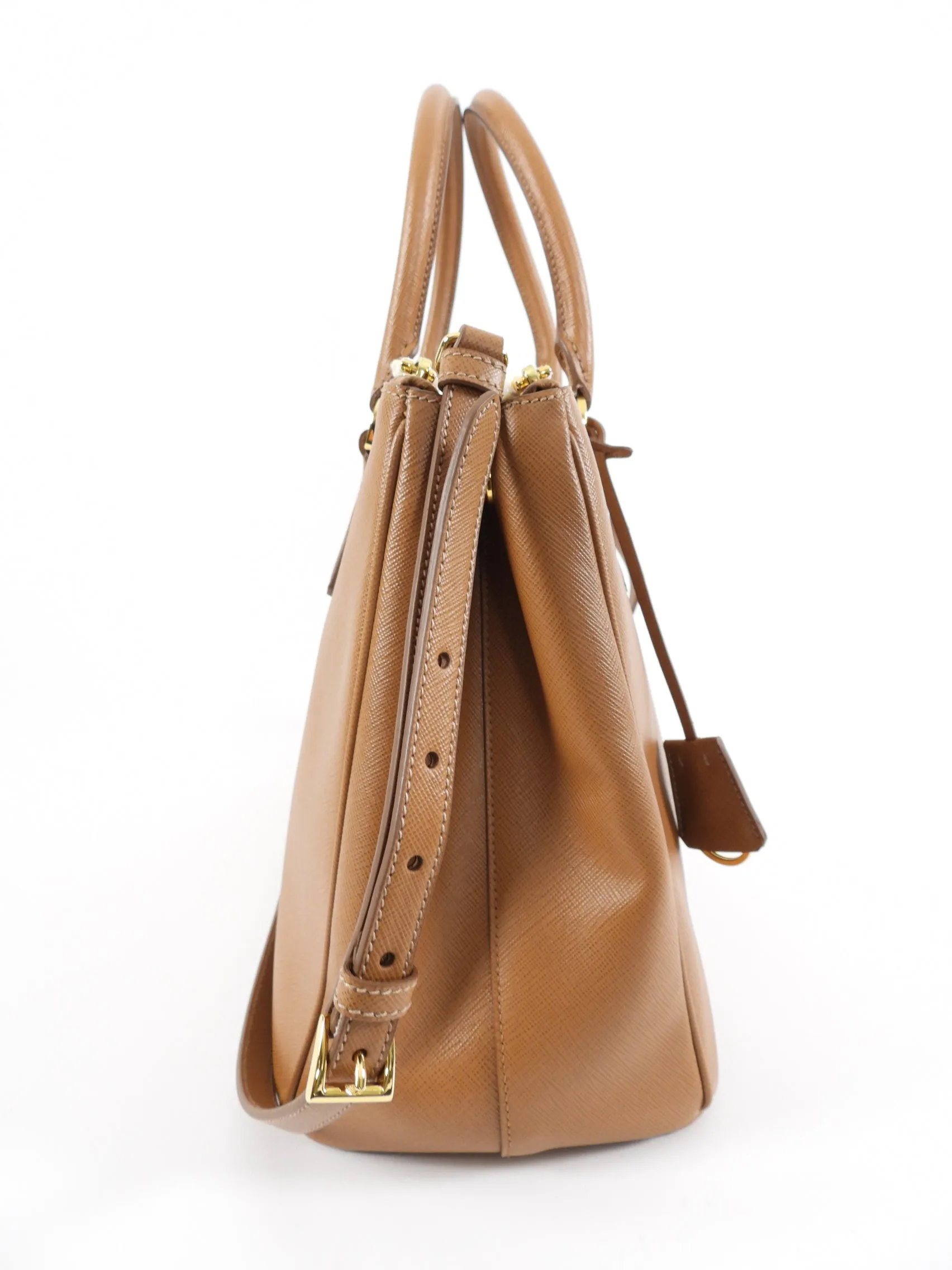 Prada Caramel Saffiano Lux Large Galleria Double Zip Bag