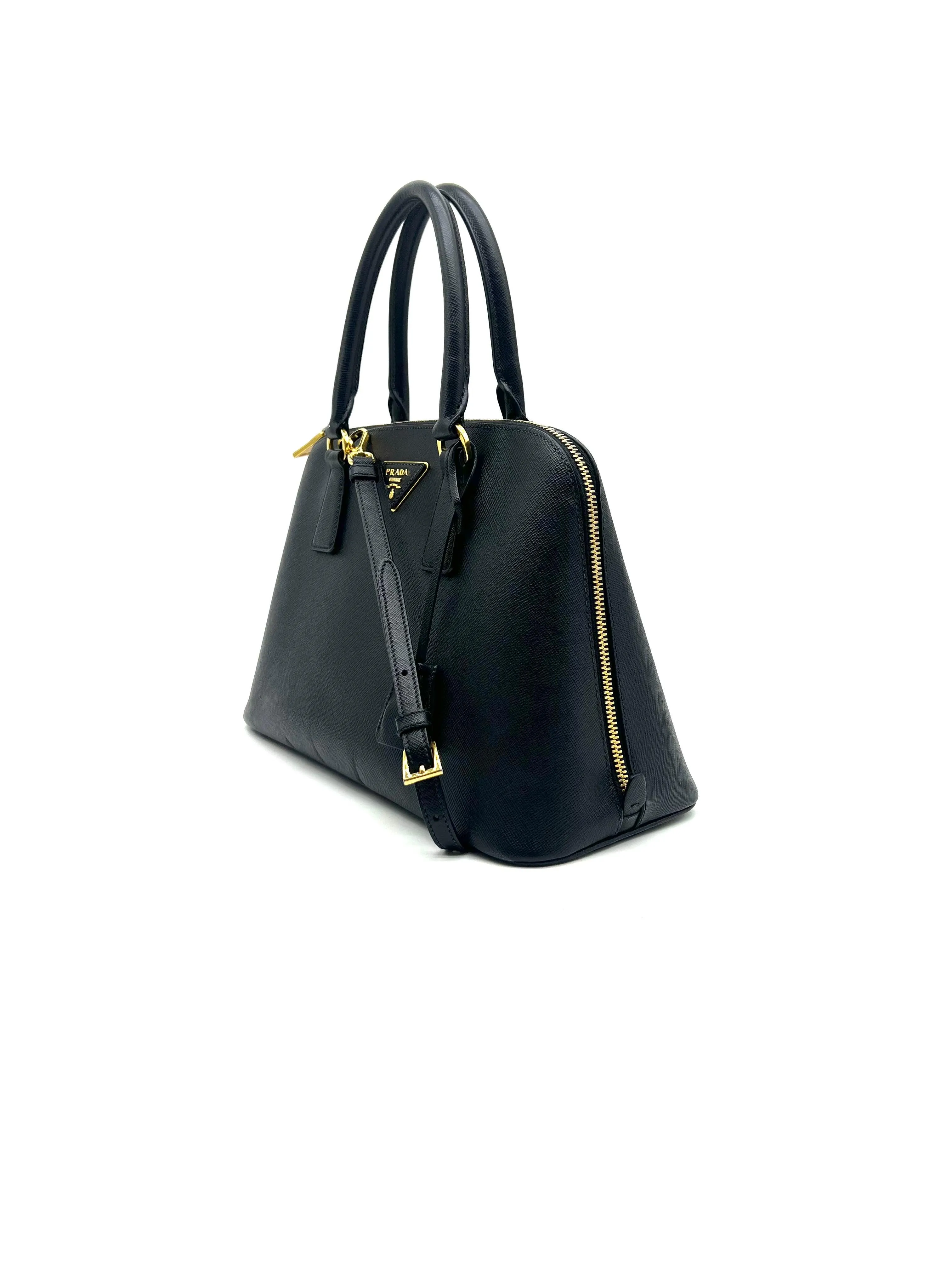 PRADA Lux Medium Promenade Saffiano Leather Shoulder&Hand Bag Nero BL0837