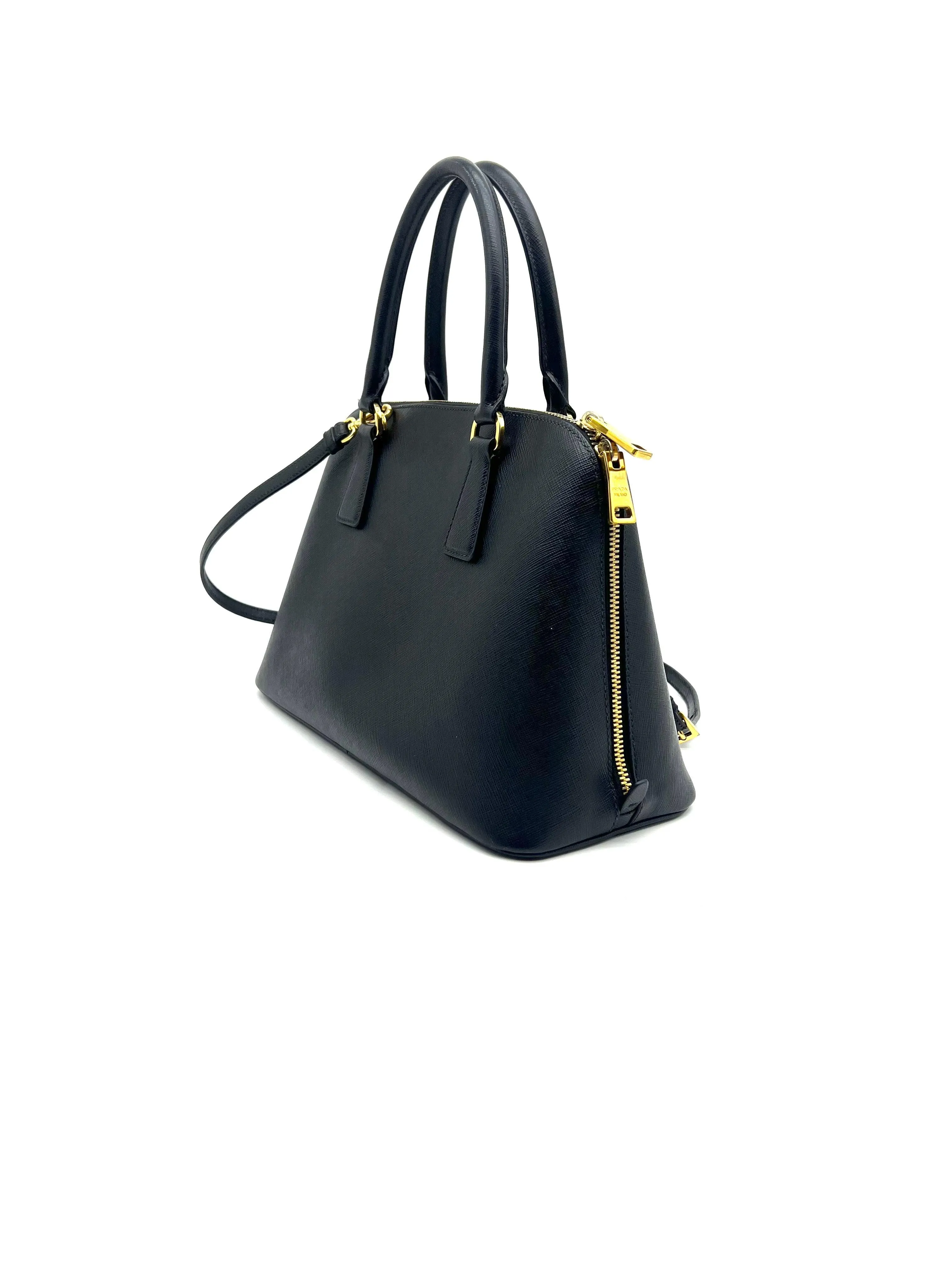 PRADA Lux Medium Promenade Saffiano Leather Shoulder&Hand Bag Nero BL0837