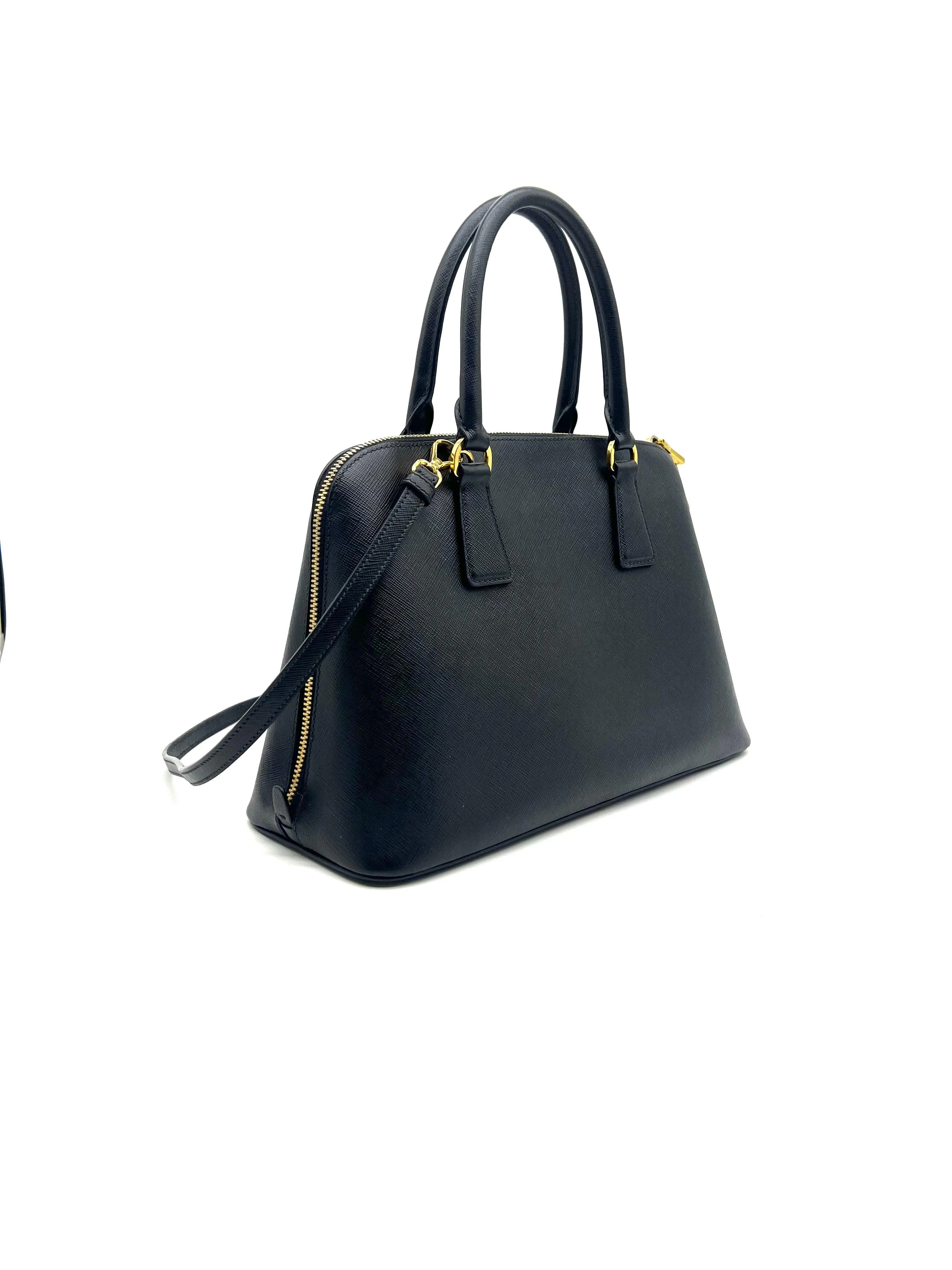 PRADA Lux Medium Promenade Saffiano Leather Shoulder&Hand Bag Nero BL0837