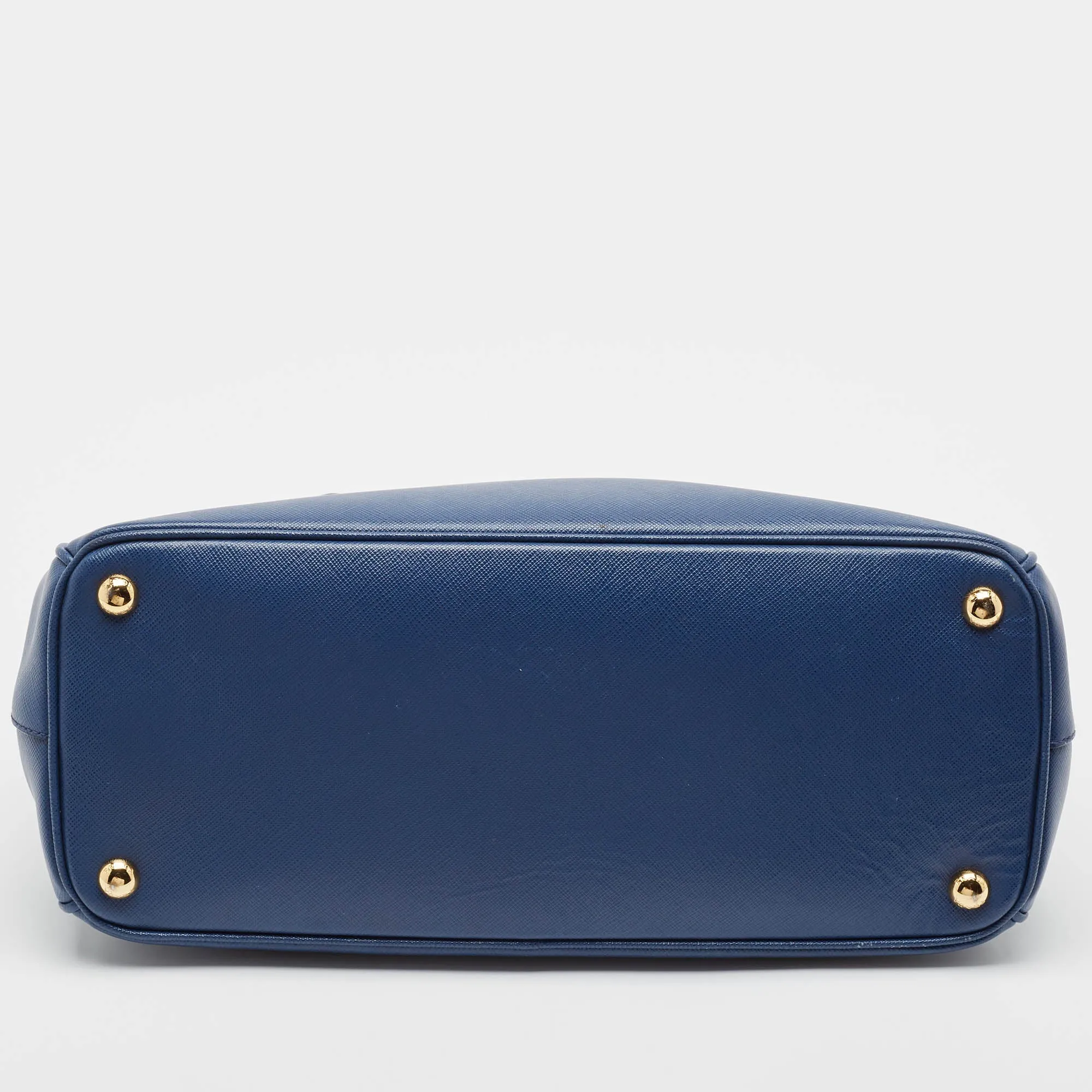 Prada Navy Blue Saffiano Lux Leather Medium Double Zip Tote